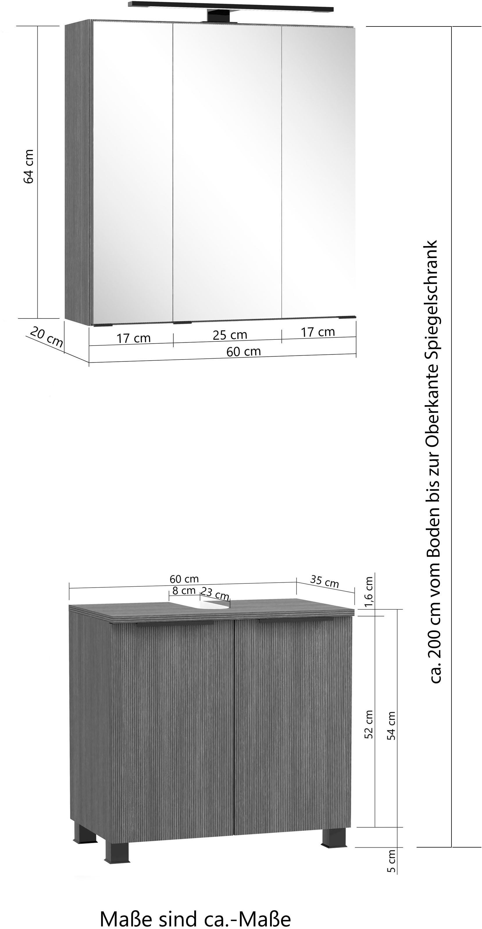 welltime Badmöbel-Set »Welltime, York Unterbecken-Set 2teilig, 60 cm, 2-türig«
