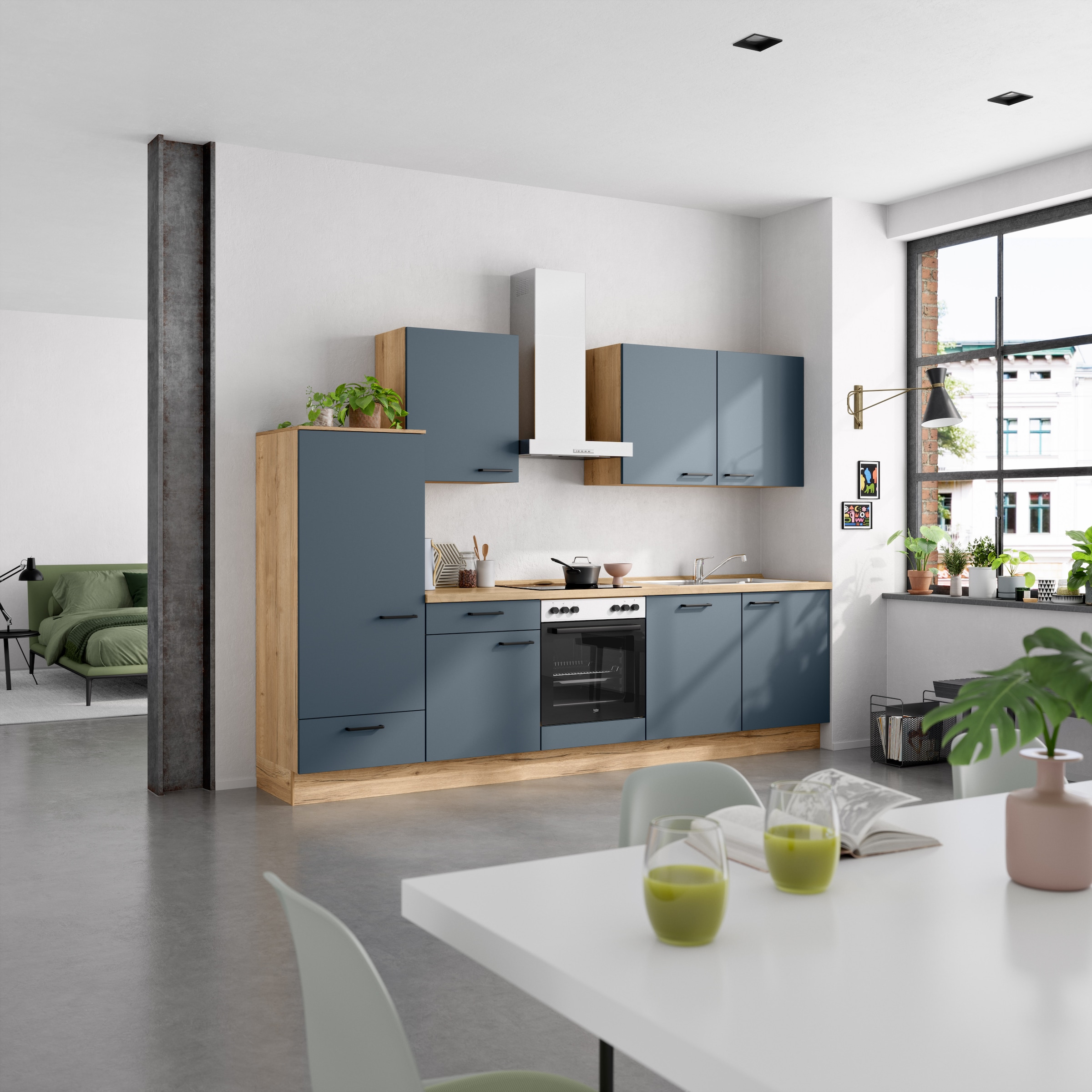 nobilia® Küchenzeile »"Easytouch I", NEU: individuell anpassbar mit gratis Profi-Beratung« vormontiert, Breite 300 cm, Ausrichtung wählbar, wahlw. mit E-Geräten