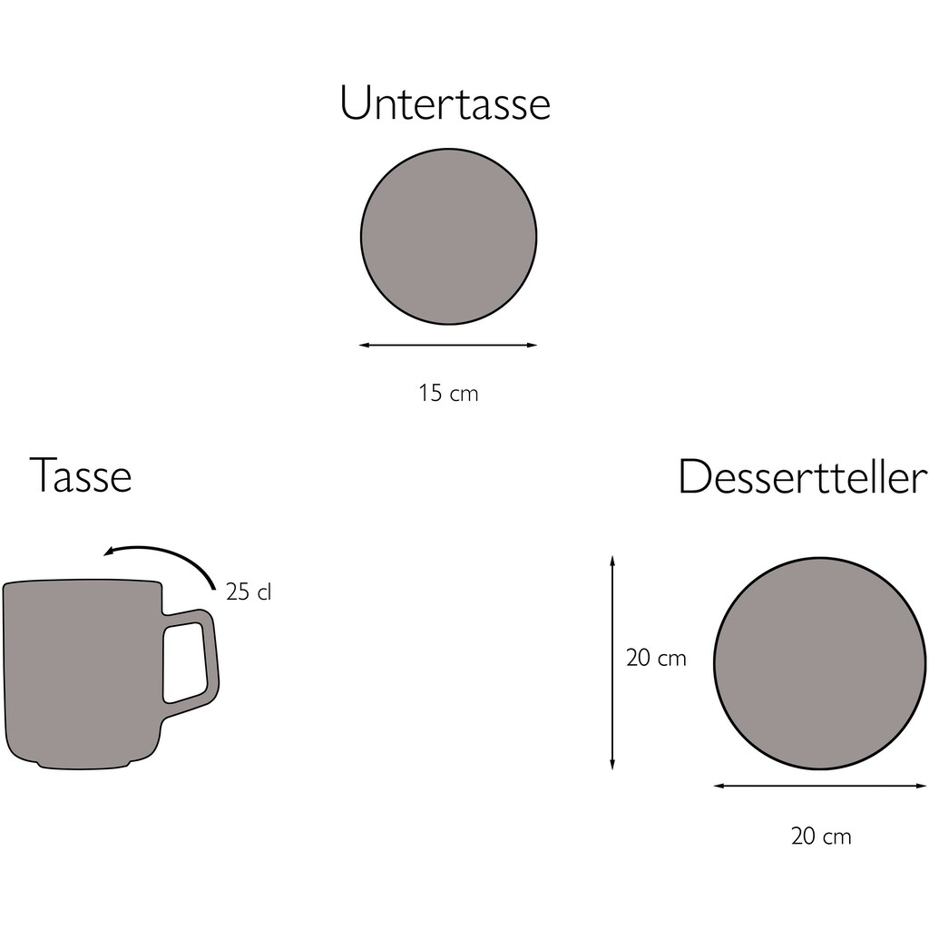 CreaTable Kaffeeservice »Chef Collection«, (Set, 18 tlg., Kaffeegeschirr für 6 Personen)