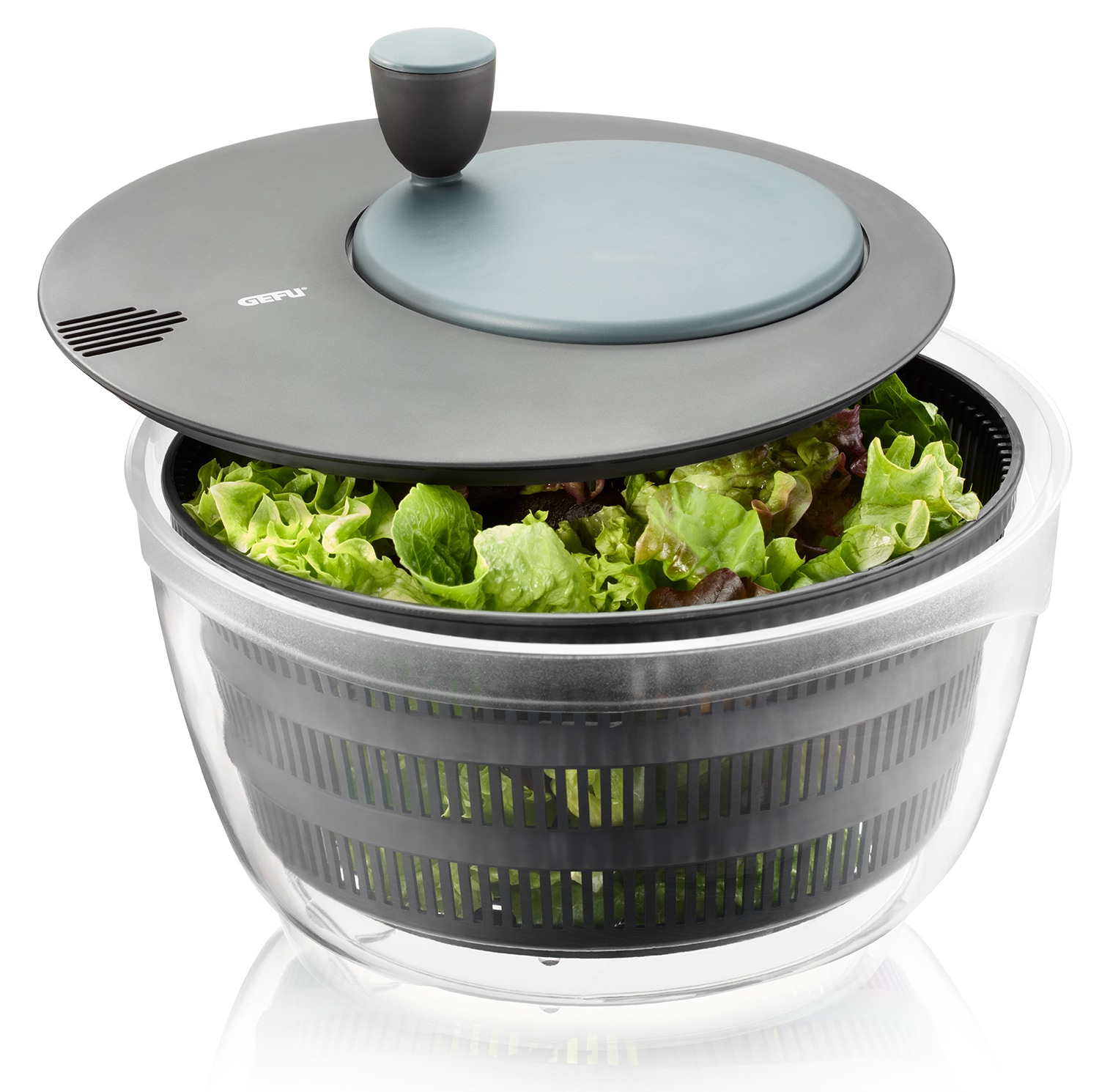 GEFU Salatschleuder »4-IN-1, Schleuder für Salat aus Kunststoff, inkl. Frischhaltedeckel« die Schüssel kann zum Servieren verwendet werden