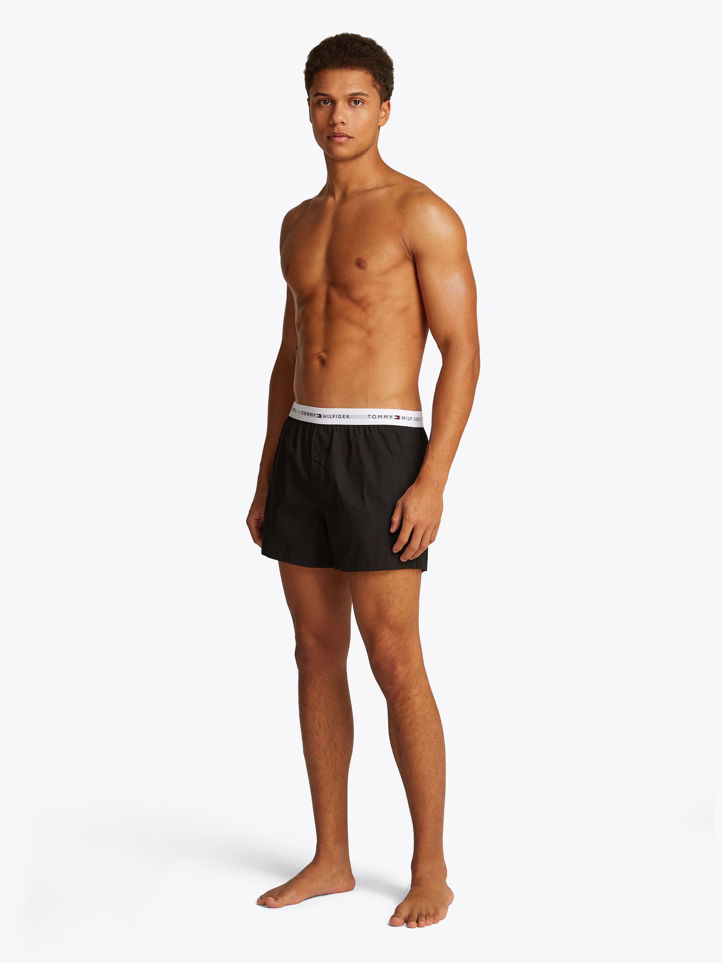 Tommy Hilfiger Underwear Webboxer »2P WOVEN BOXER«, (Packung, 2 St., 2er), mit Logobund