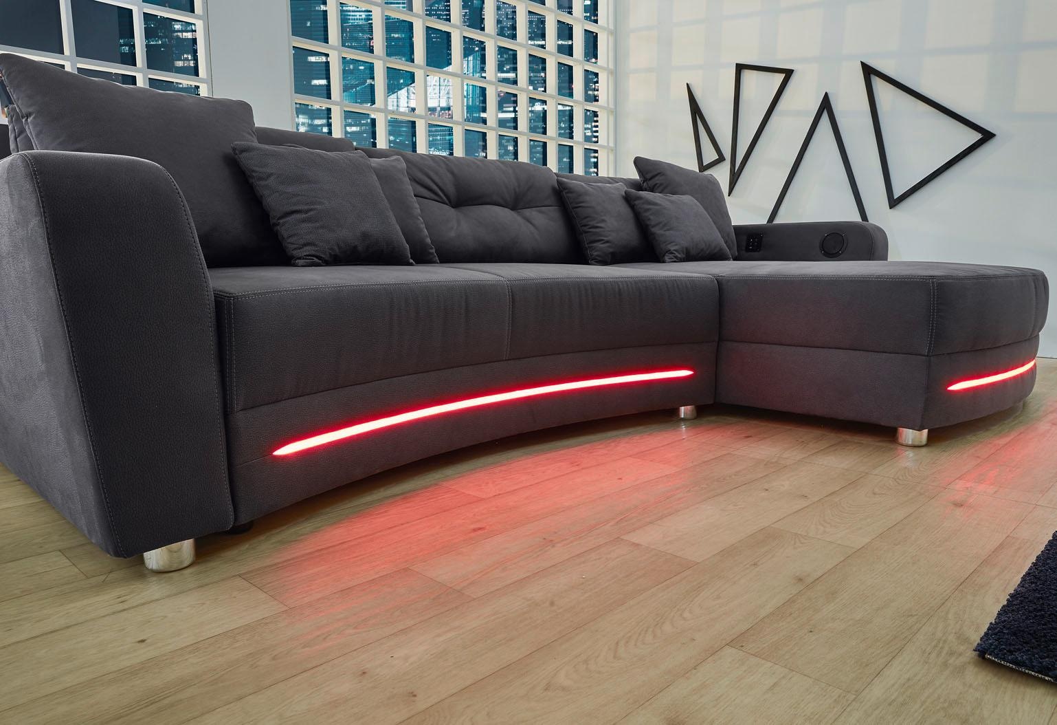 Jockenhöfer Gruppe Ecksofa Laredo, inklusive RGB-LED-Beleuchtung und Bluetooth-Soundsystem