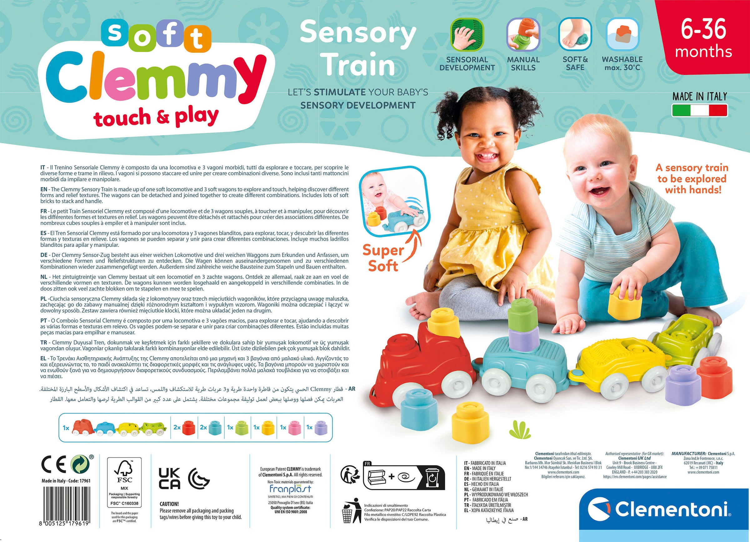 Clementoni® Spielbausteine »Clemmy, Sensorischer Zug«, Made in Europe