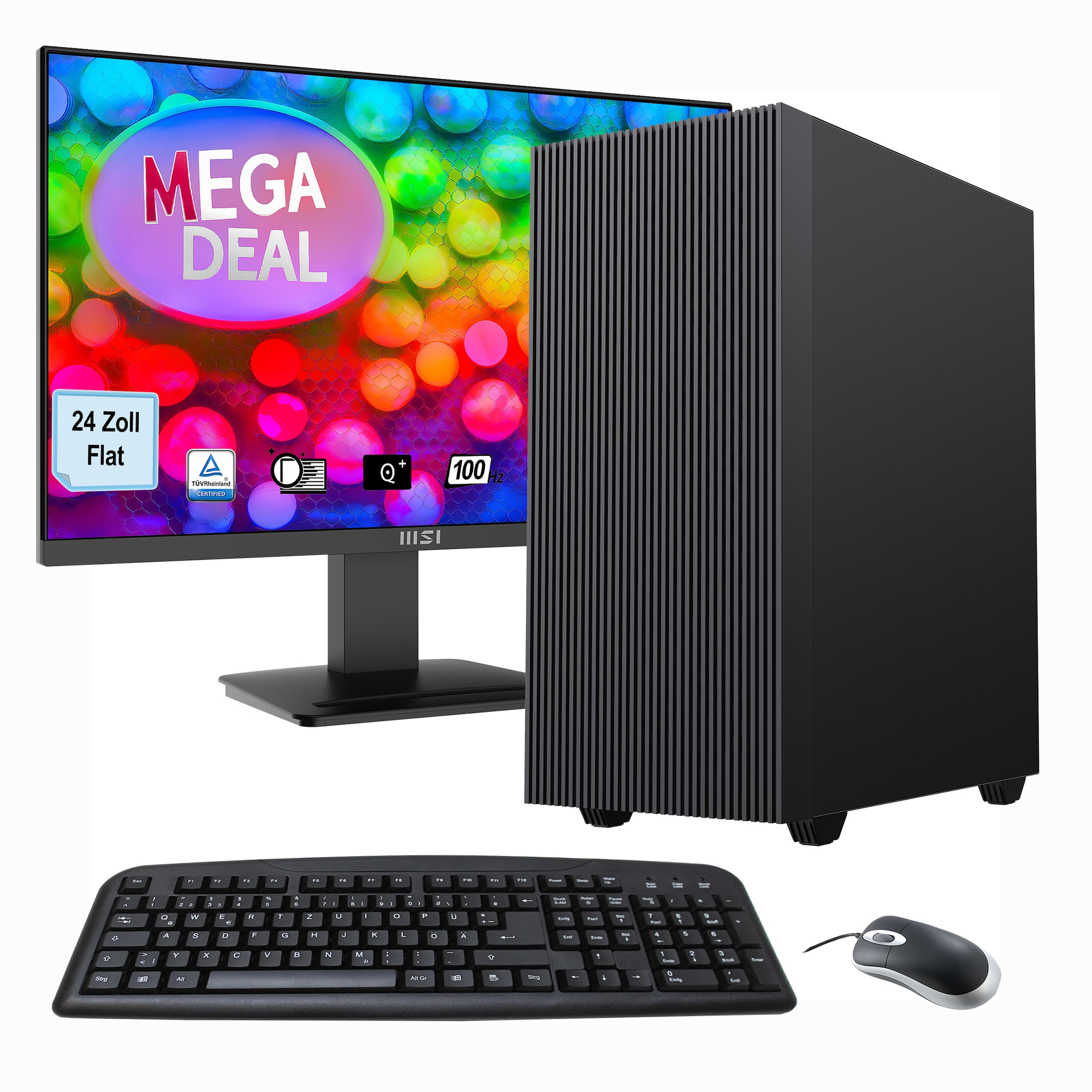 PC-Komplettsystem »MegaDeal Multimedia-PC-Set«, Windows 11 + MSI PRO MP2412DE Monitor...