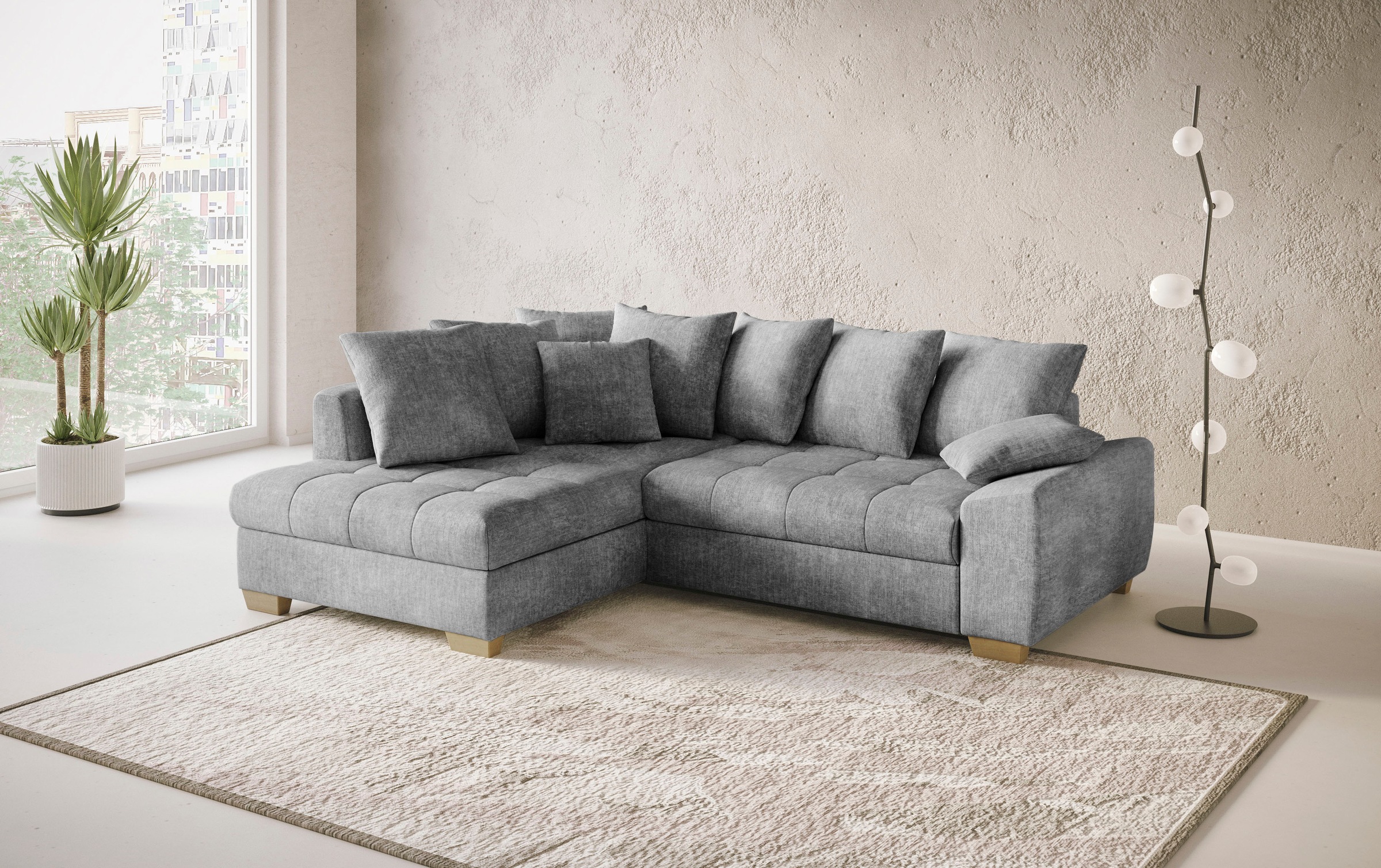 Mr. Couch Ecksofa »Nikita II, L-Form, bis 140kg pro Sitzplatz belastbar«, mit Kaltschaumpolsterung, wahlweise mit Bett und Bettkasten