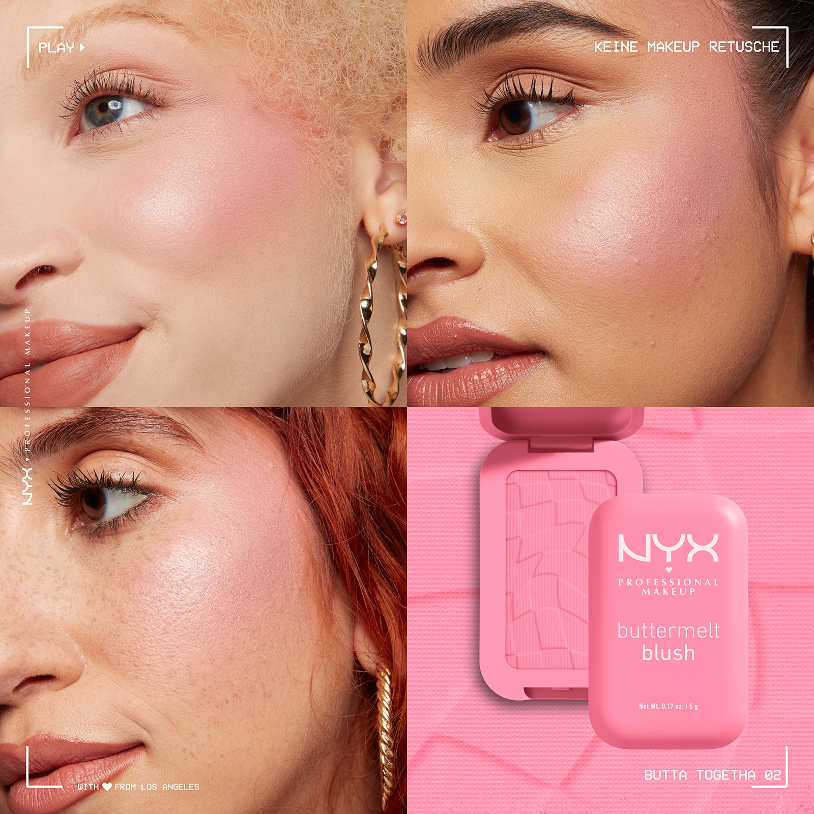 NYX Rouge »Makeup Buttermelt Blush«, Cremige, leichte Textur, variable Deckkraft, pflegende Formel.