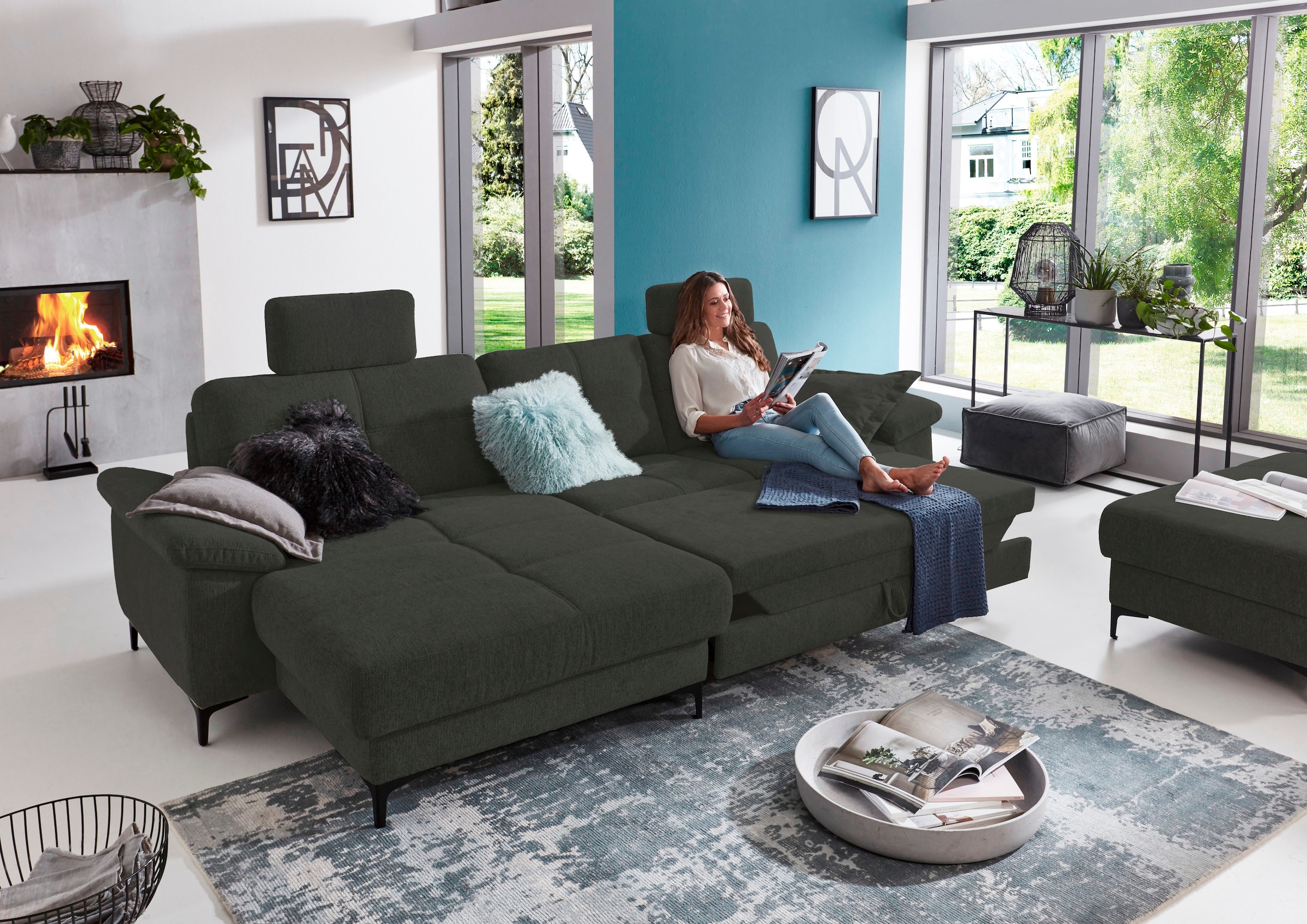 3C Carina Ecksofa »Burnaby bequem und modern, OTTOs Choice, L-Form«, 2 Kopfstützen, optional mit Schlaf- und motorischer Relaxfunktion