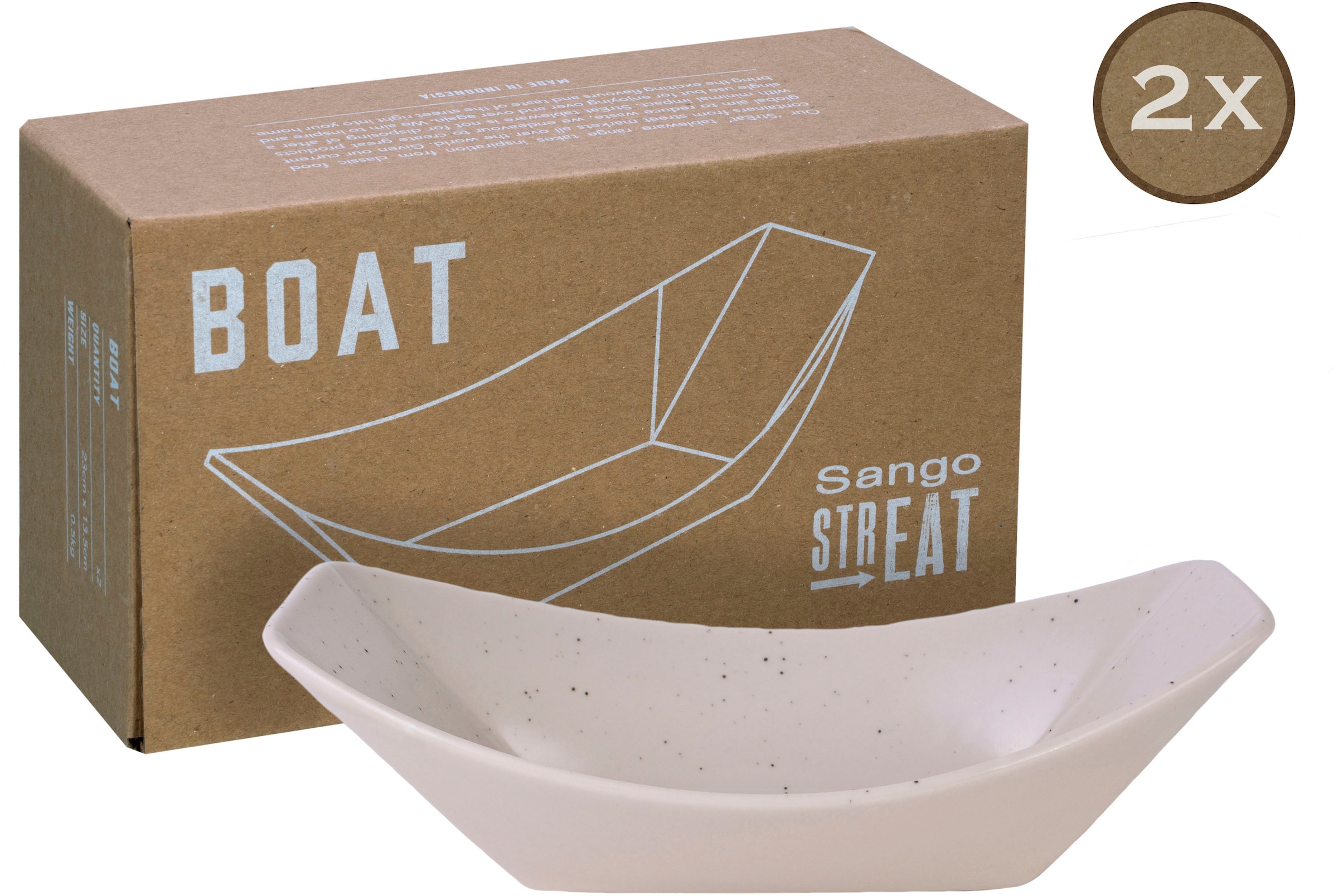 CreaTable Servierschale »Boat«, 2 tlg., aus Steinzeug, Snackschale, Topaktueller „Streat Food“ Trend