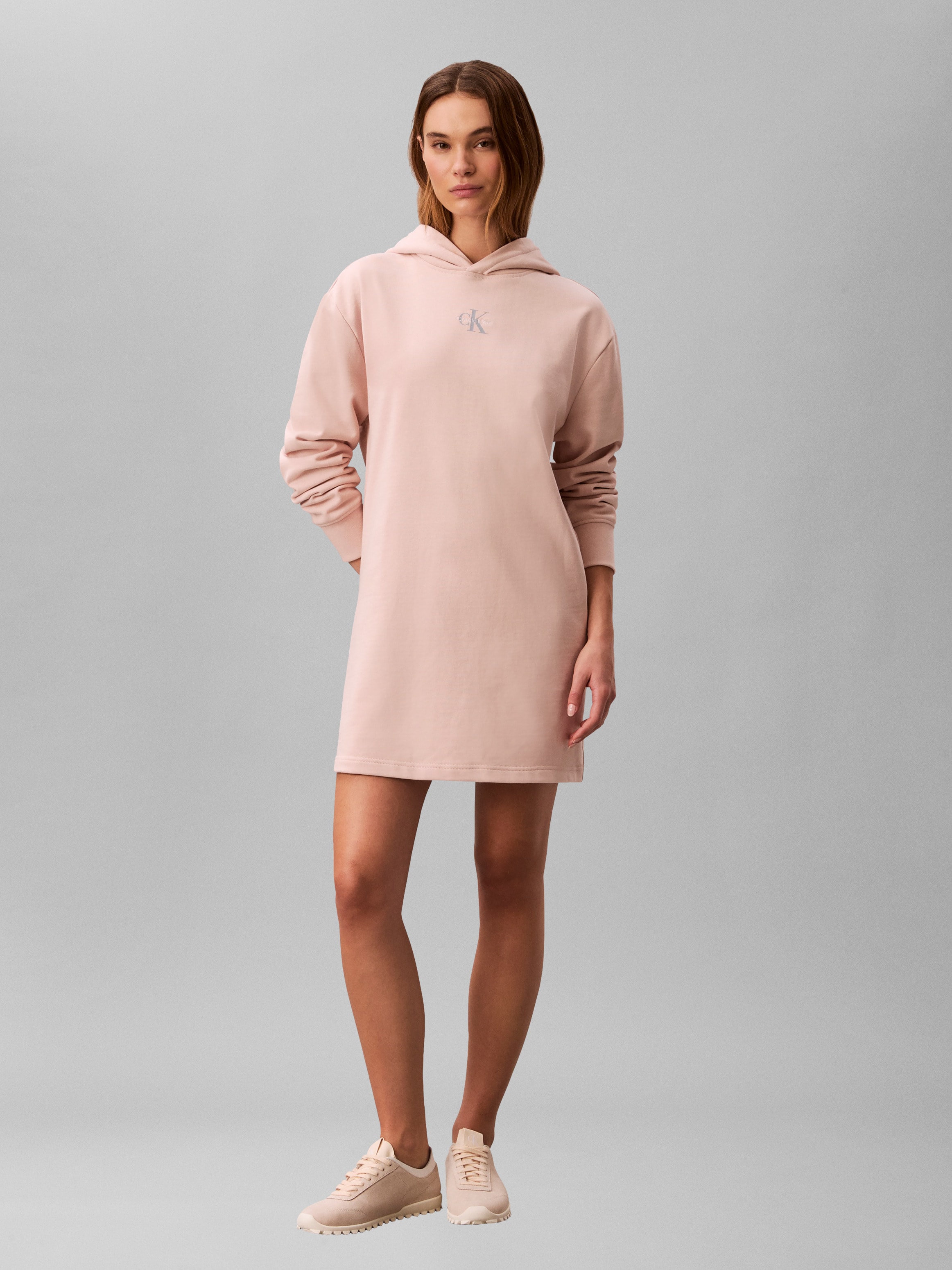 Calvin Klein Jeans Sweatkleid »LS MONOLOGO PREMIUM TERRY HOODIE« Ohne Tasche Mit Rundhalsausschnitt, loose fit