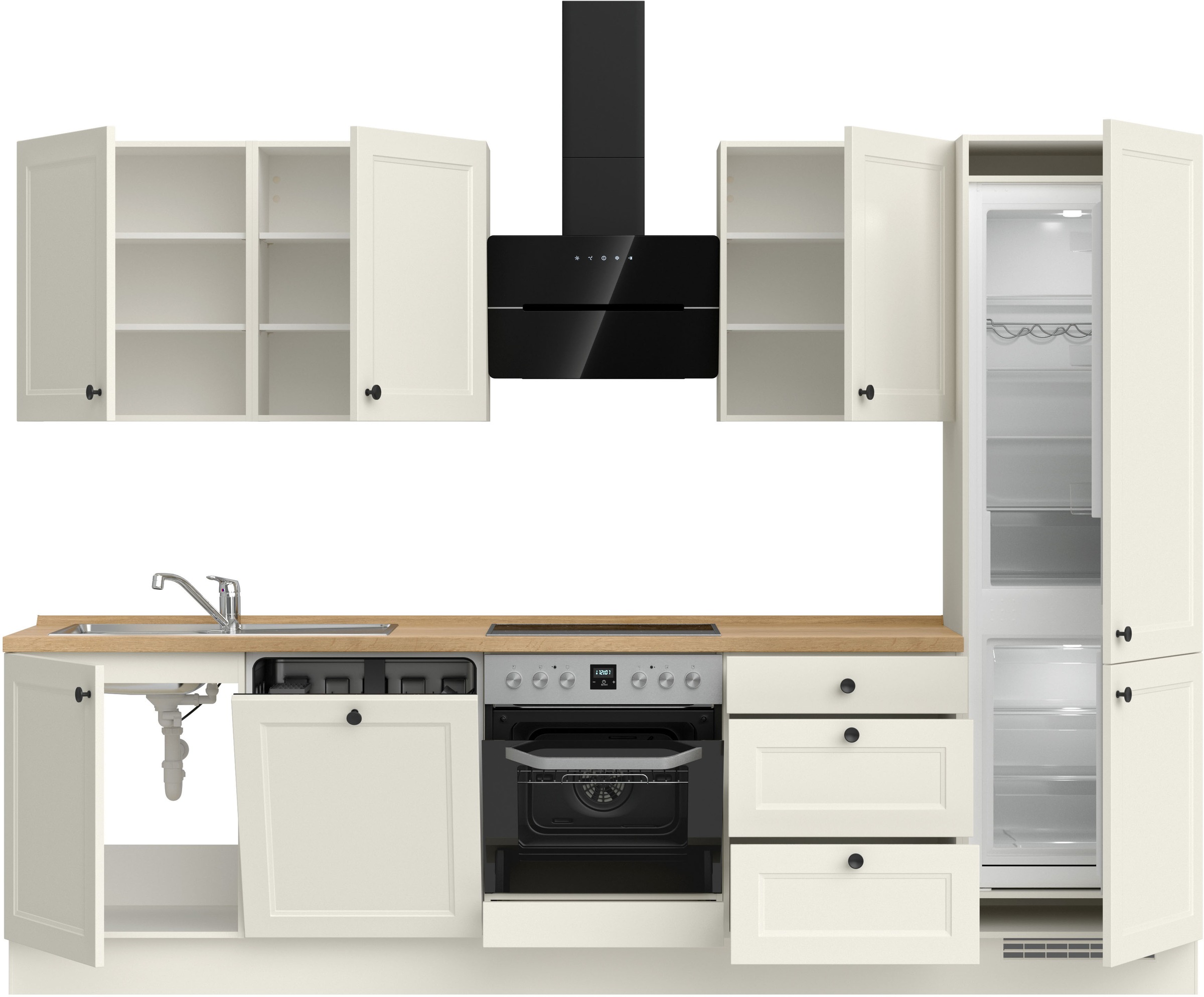 nobilia® Küchenzeile »"Cascada II"«, vormontiert, Breite 300 cm, Ausrichtung wählbar, wahlw. mit E-Geräten