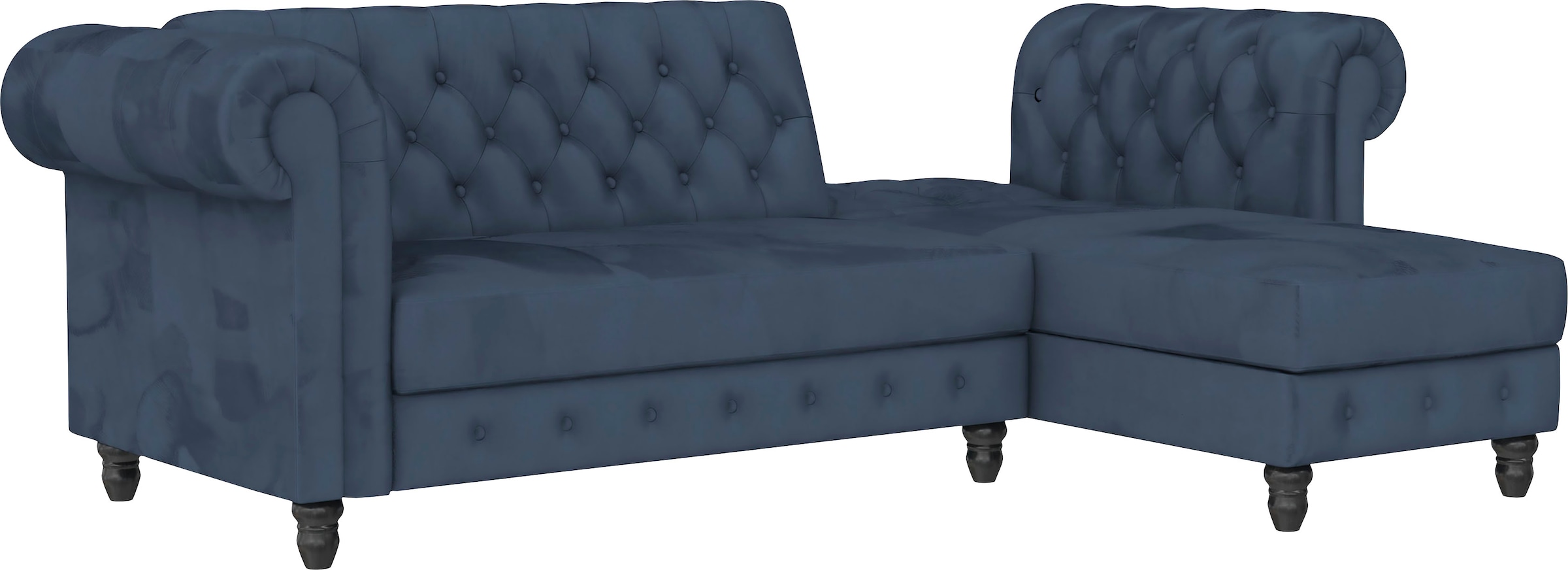 Dorel Home Ecksofa »Felix, L-Form, 241 cm (Liegefl.108x195 cm), Recamiere tauschbar,«, verstellb. Rückenlehne, Bett-Funktion, Velours, Kunstleder, Vintage