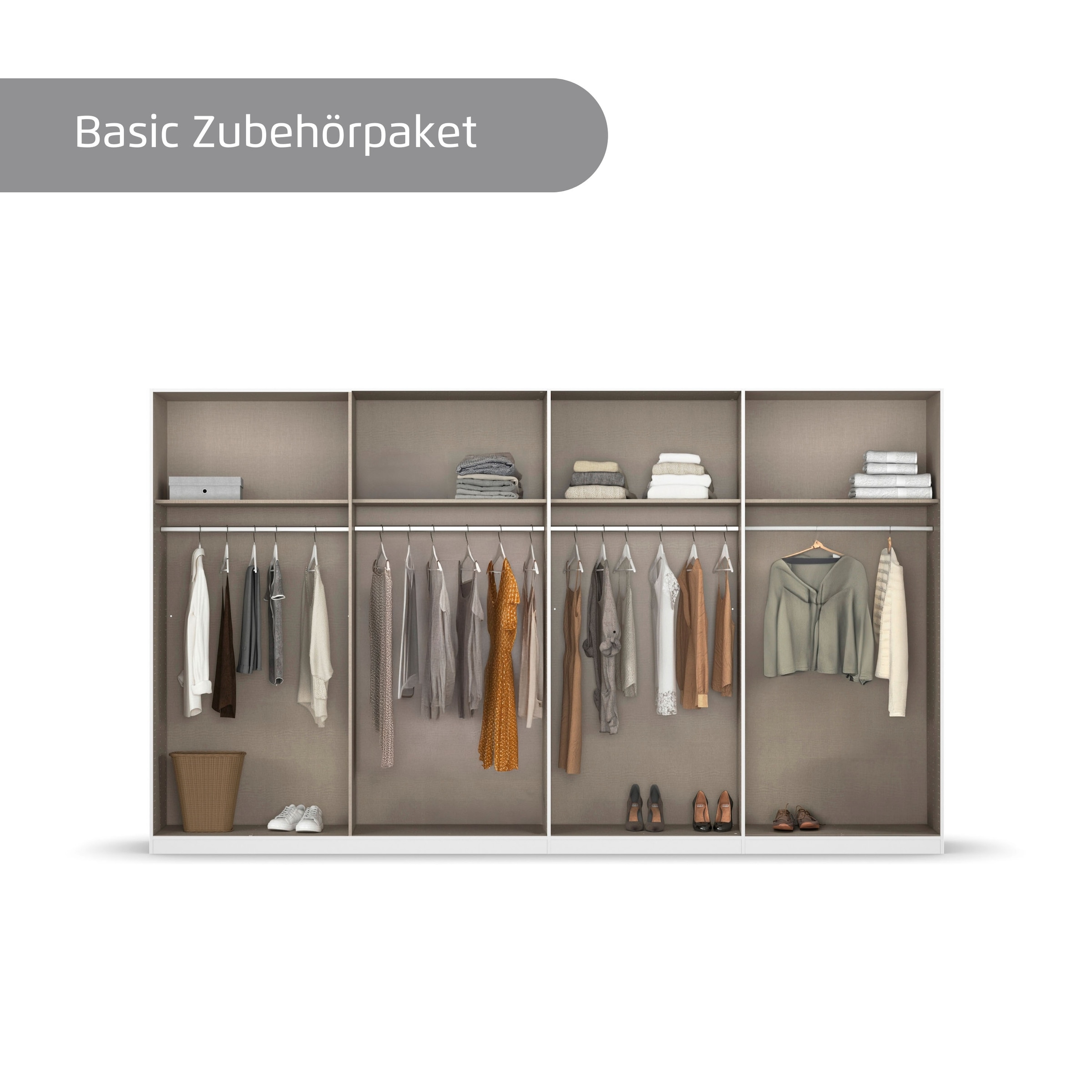 rauch Kleiderschrank »Drehtürenschrank Schrank Garderobe Wäscheschrank Schlafzimmer AVOLA«, (in 3 verschiedenen Ausstattungen BASIC/CLASSIC/PREMIUM), mit hochwertigen Stangengriffen in Schwarz aus Metall MADE IN GERMANY