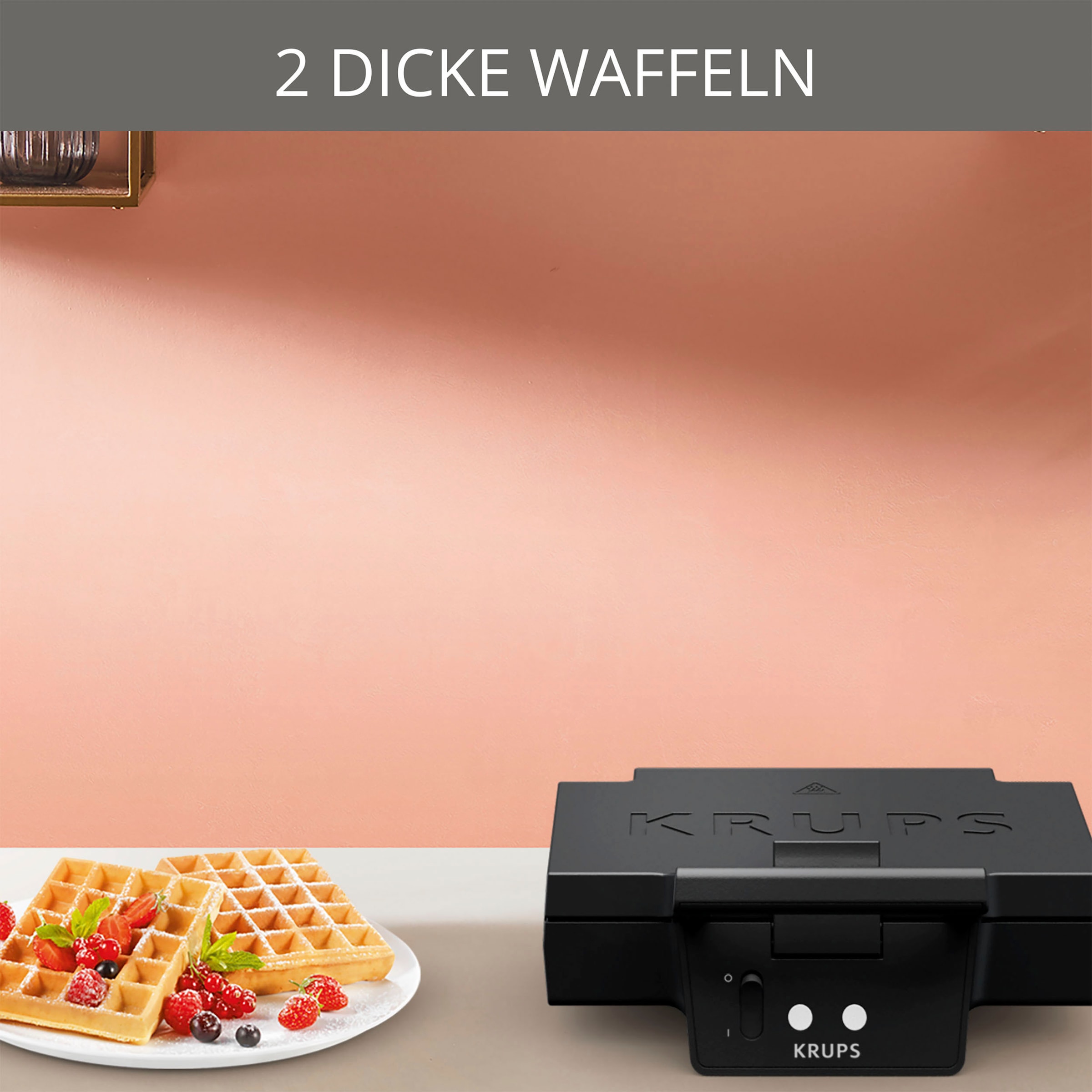 Krups Waffeleisen »FDK252«, 850 W, 2 dicke Waffeln, Antihaftbeschichtung, tiefe Platten