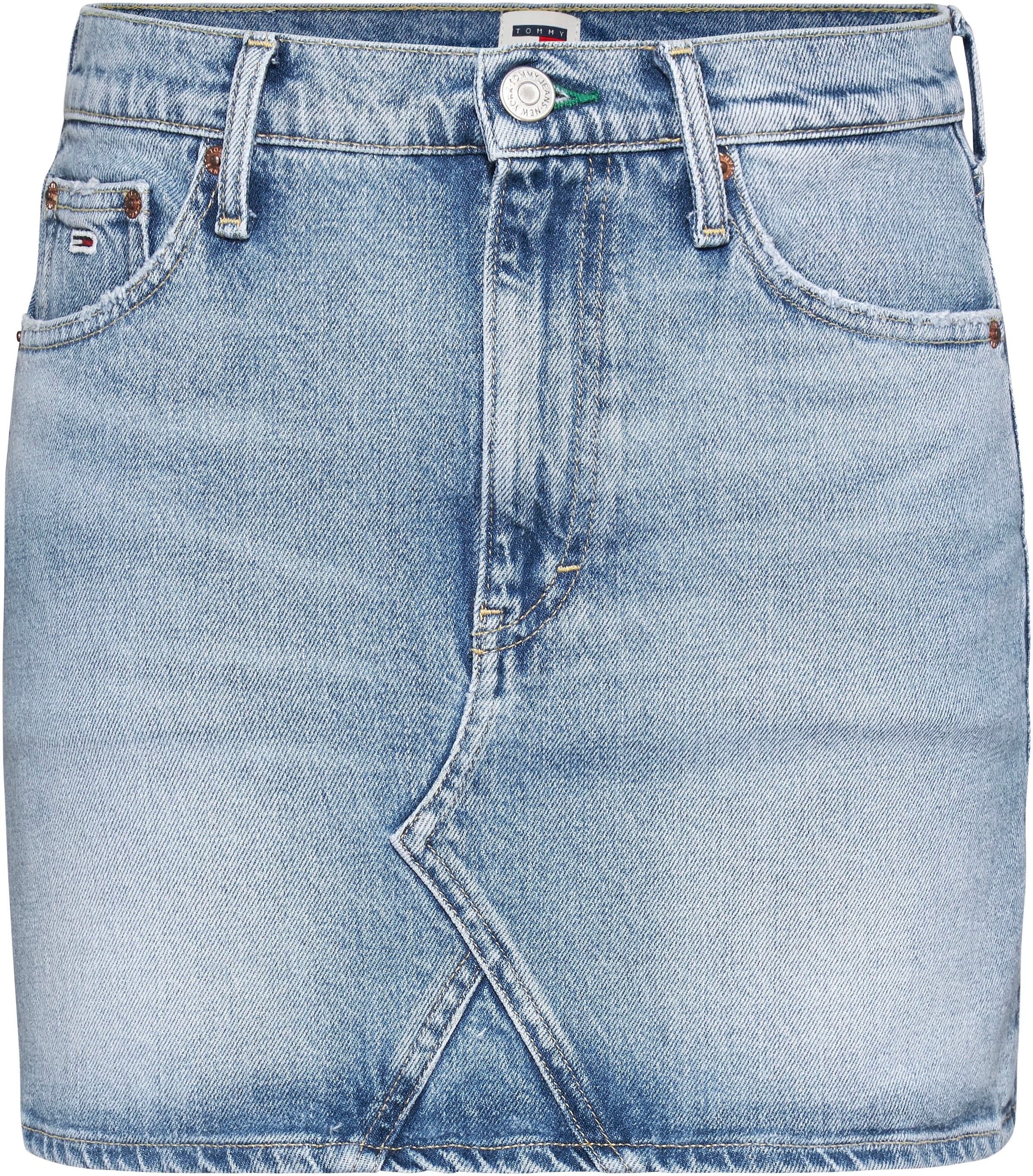 Tommy Jeans Jeansrock »IZZIE MR MN SKIRT AH6114«, Webrock mit Ledermarkenlabel