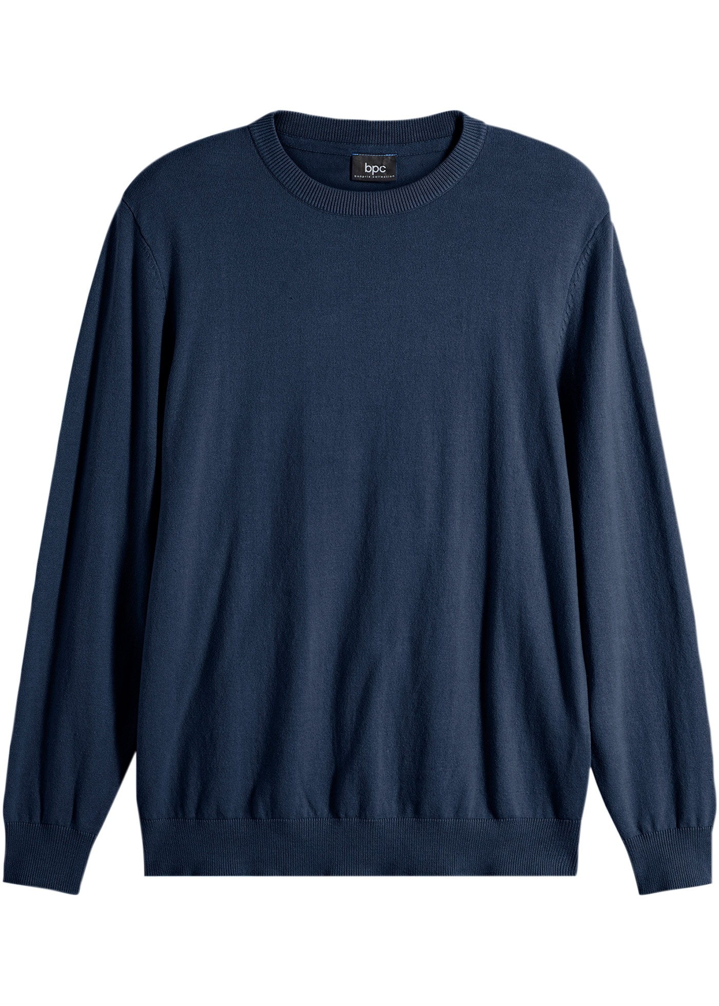 bonprix Strickpullover aus Baumwolle und Polyamid, mit Rundhalsausschnitt, Regular Fit