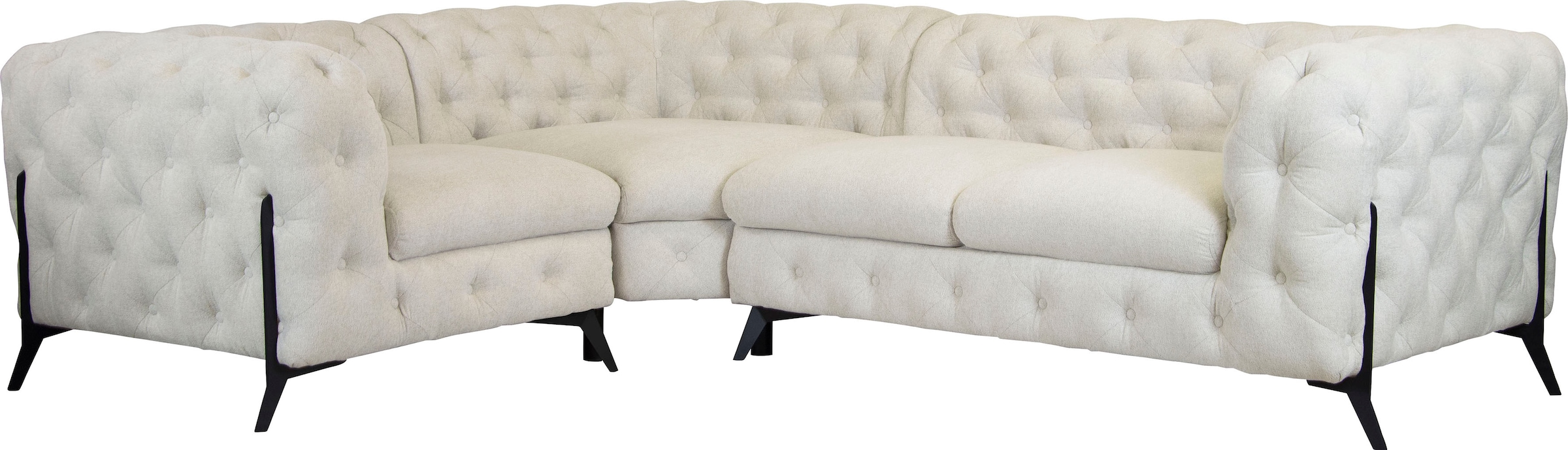 Leonique Chesterfield-Sofa »Amaury L-Form«, moderne Chersterfield-Optik, Breite 262 cm, Fußfarbe wählbar
