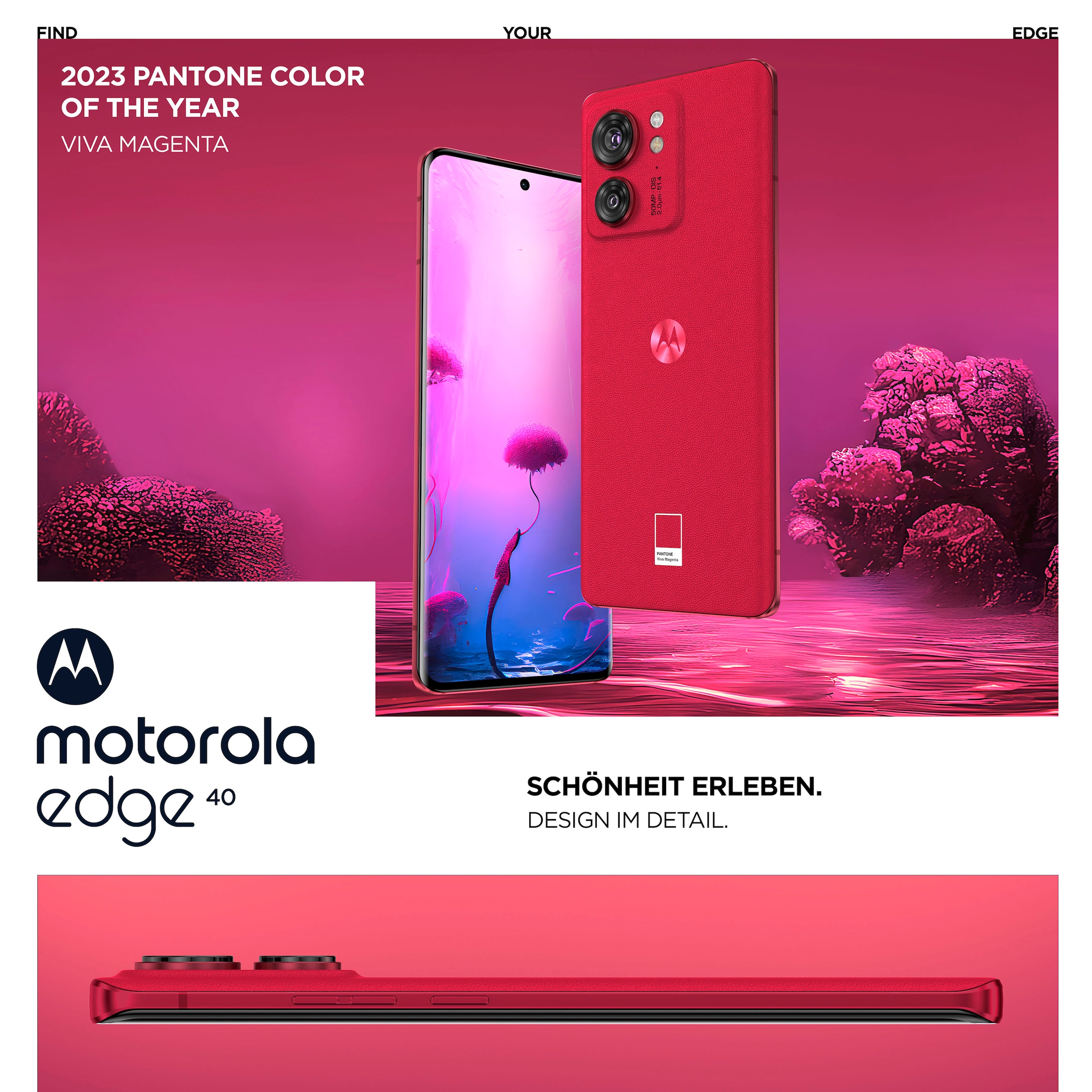 12. Bild von Motorola Smartphone »Edge 40«, viva magenta, 16,63 cm/6,55 Zoll, 256 GB Speicherplatz, 50 MP Kamera