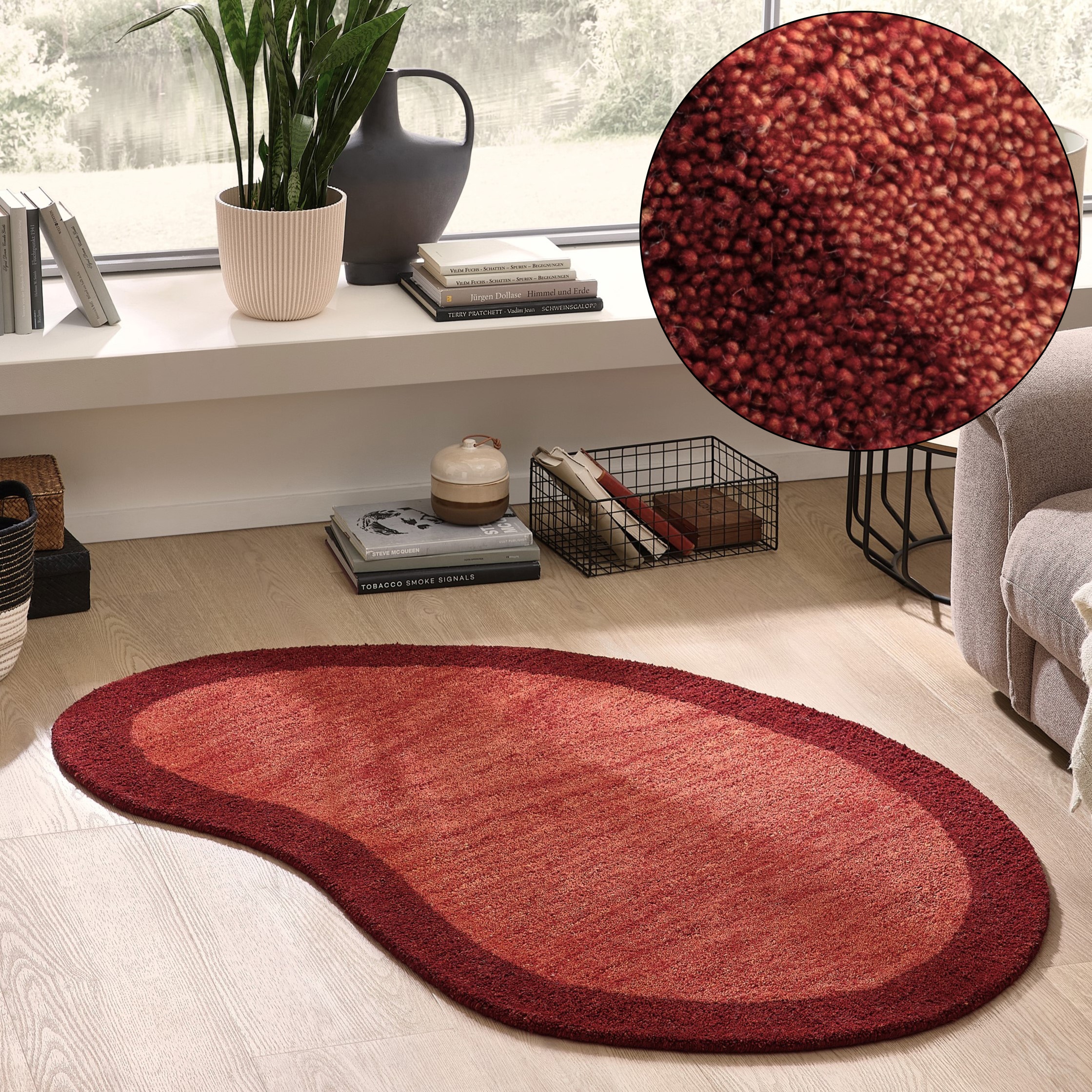 THEKO Wollteppich »Gabbeh Super, Handweb, Teppich, Bordüre, reine Wolle« oval 9 mm Höhe Schlafzimmer, Wohnzimmer, Esszimmer, auch als Läufer, eckig  oder rund