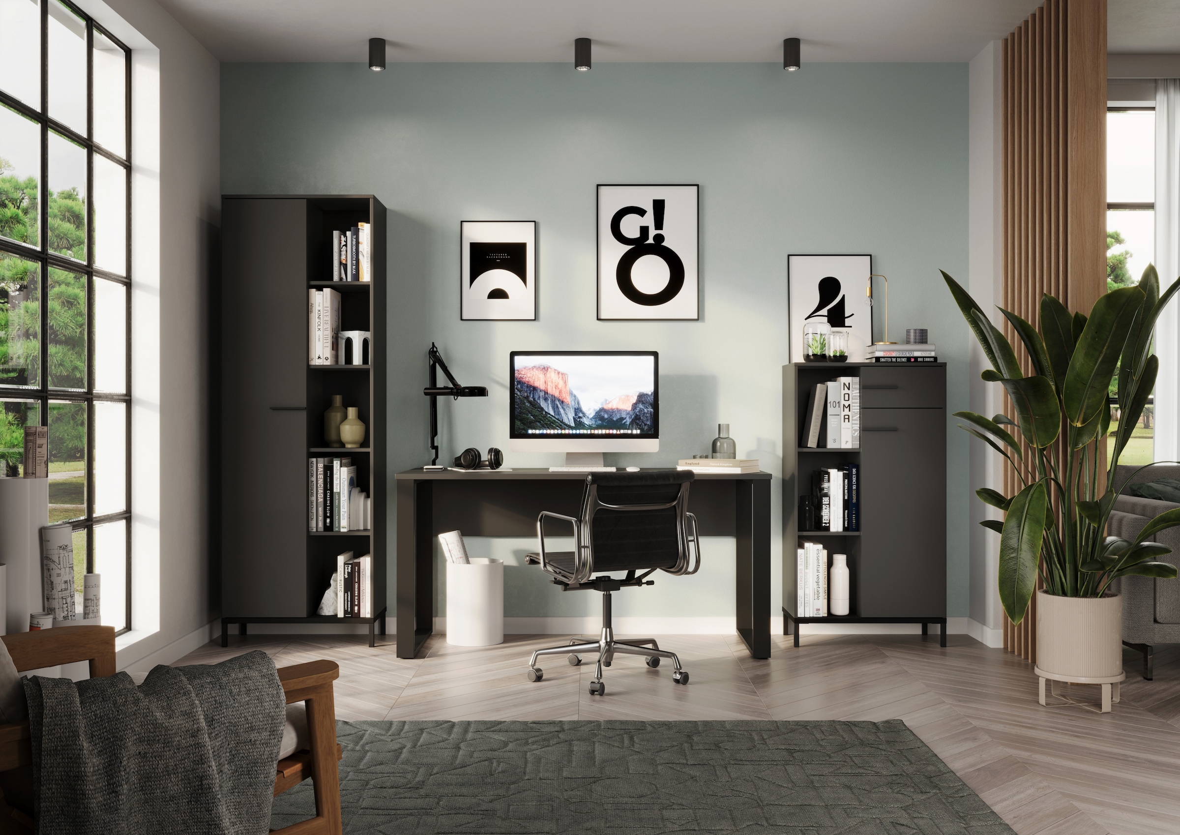 GERMANIA Schreibtisch »GW-Rovigo«, (1 St.), mit Blende, frei in den Raum stellbar, Breite 150 cm, Made in Germany