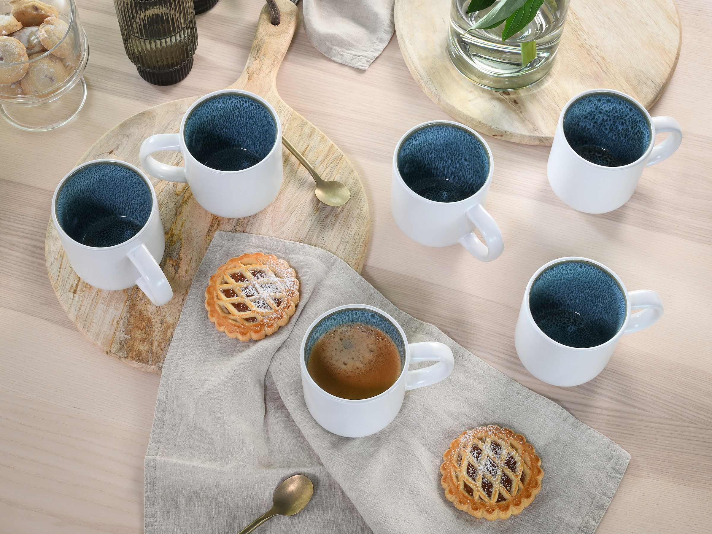 my home Becher »modernes 6-teiliges Kaffeebecher-Set Nydala« hohe Haltbarkeit, spülmaschinen- & mikrowellengeeignet, Reaktivglasur