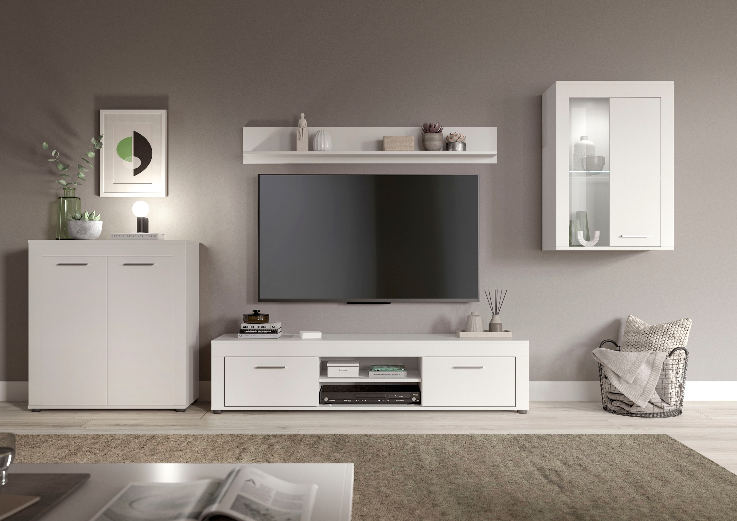 INOSIGN Wohnwand »Aosta, 4-tlg., best. aus: Highboard, Lowboard, Wandboard günstig online kaufen