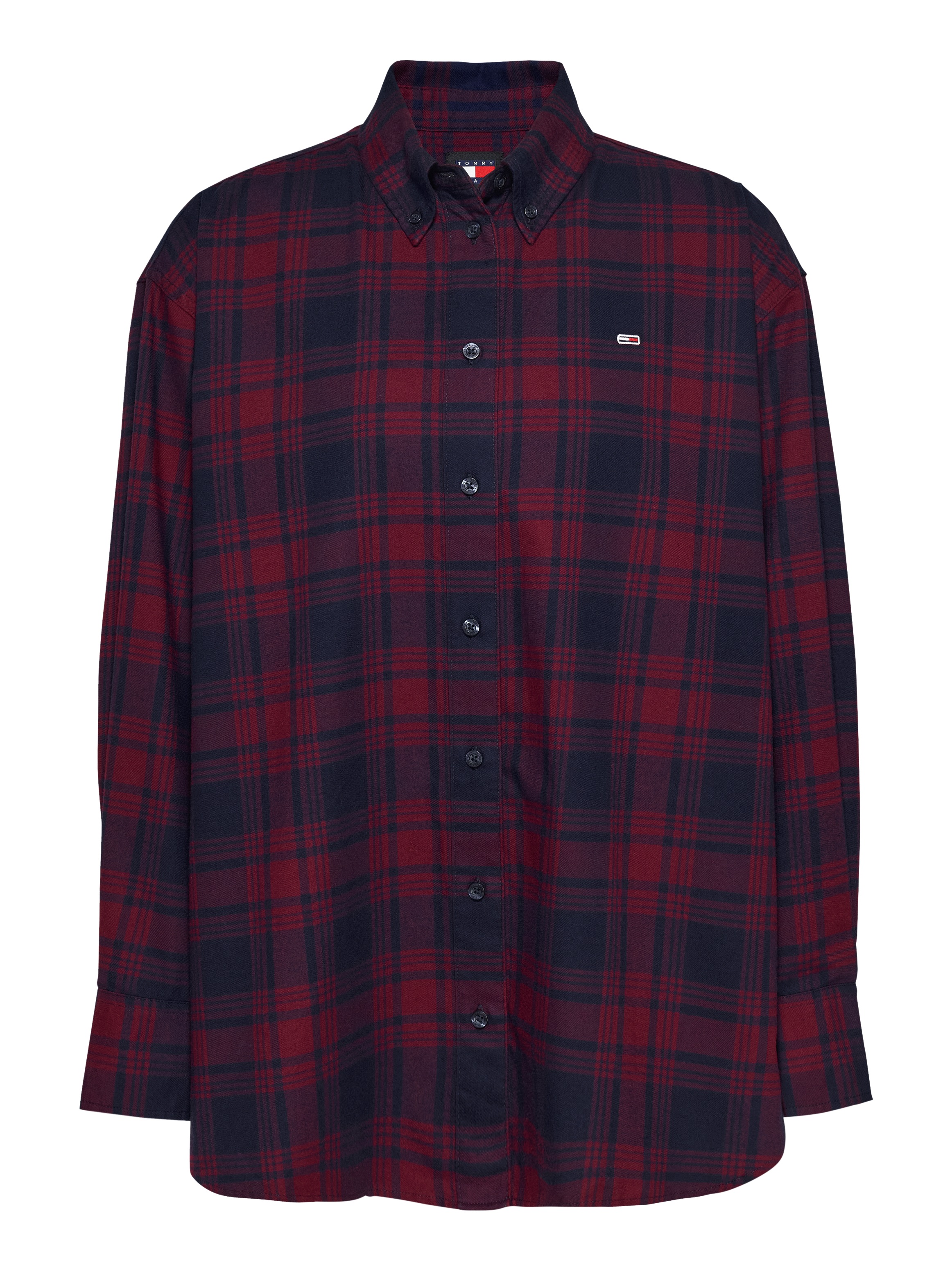 Tommy Jeans Curve Hemdbluse »TJW RLX TARTAN CHECK SHIRT EXT«, in Großen Größen mit Logostickerei