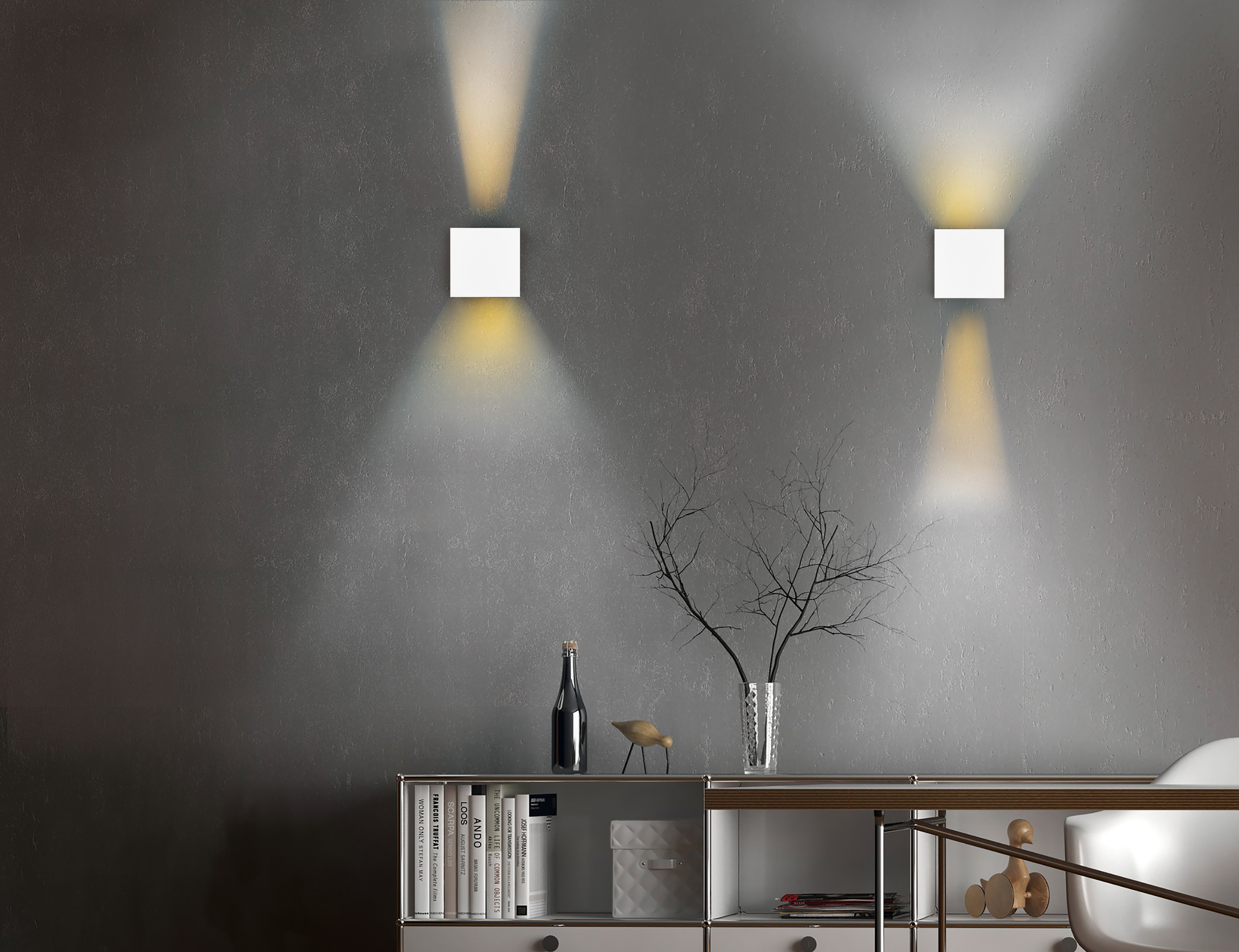 REALITY Leuchten LED Wandleuchte »TALENT, LED Wandlampe mit Magnet Wandhalterung, up-and-down Licht IP44«, 2 flammig, Leuchtmittel LED-Board | LED fest integriert, Bewegungsmelder Dämmerungssensor Akkubetrieb USB-Anschluss Schalter