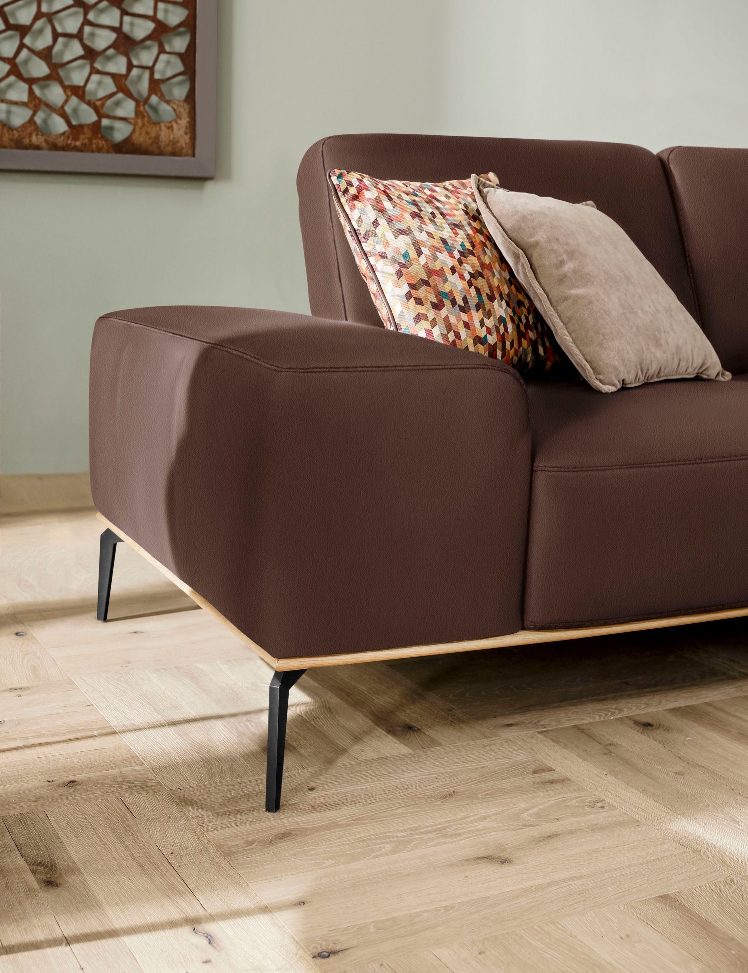 W.SCHILLIG Ecksofa »run, Designsofa mit tollem Sitzkomfort, bequem, L-Form«, mit Holzsockel, Füße in Schwarz pulverbeschichtet, Breite 279 cm