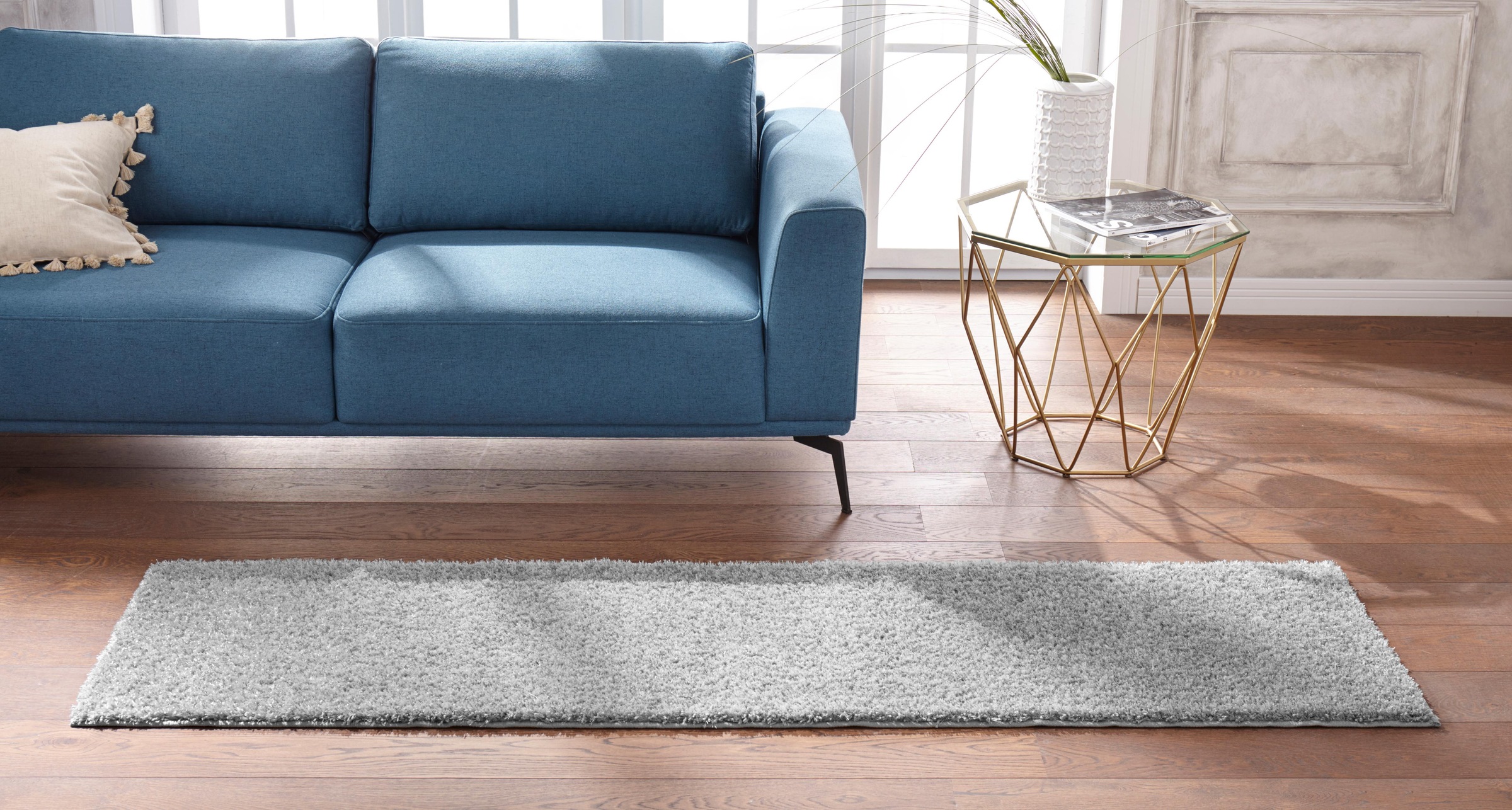 Guido Maria Kretschmer Home&Living Hochflor-Läufer »Cosima«, rechteckig, 30 mm Höhe, Mikrofaser, extra flauschig, weich, pflegeleicht, elegant, Läufer, Uni