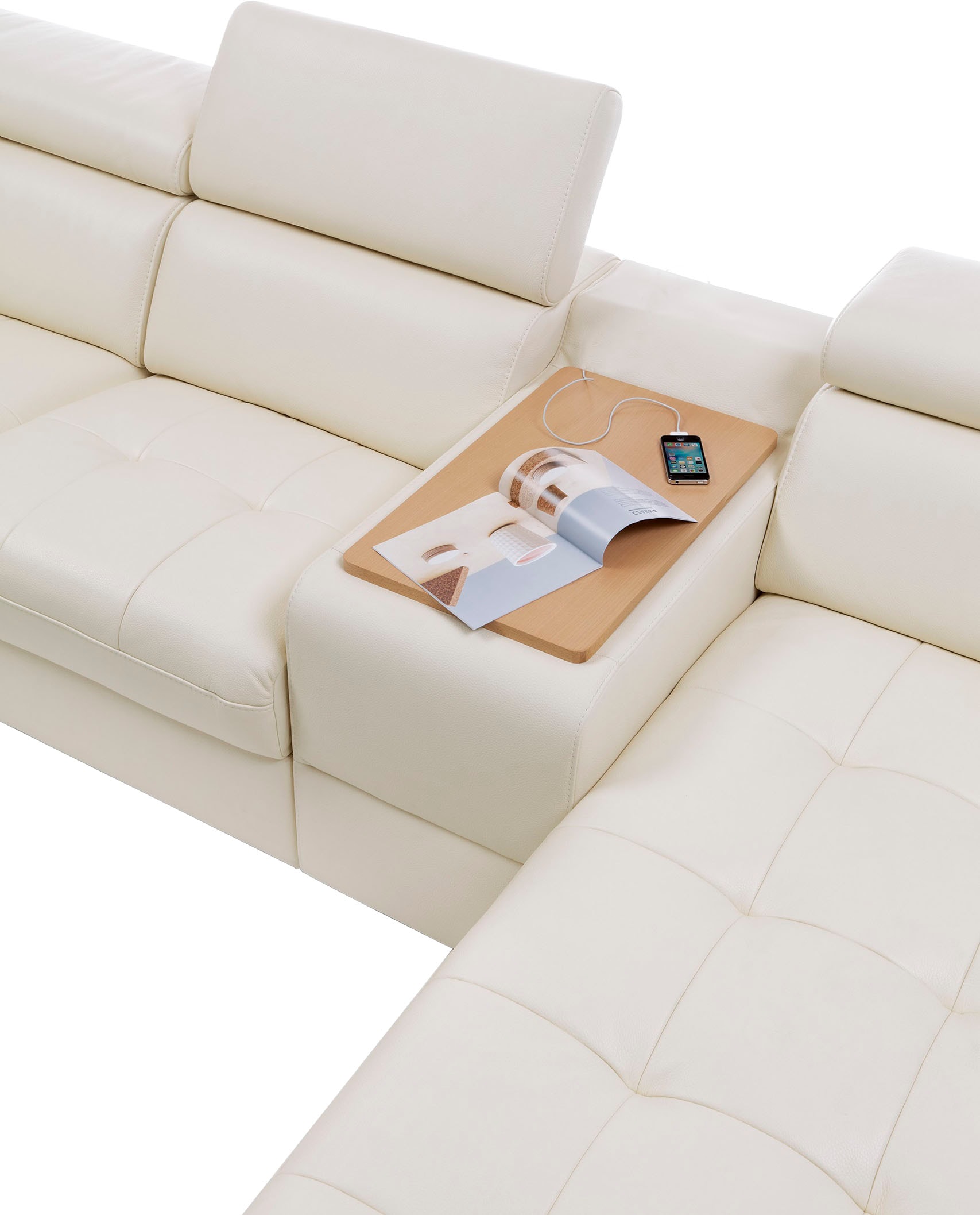 exxpo - sofa fashion Wohnlandschaft »Massimo, Familien Sofa mit viel Platz, Lederbezug, bequem, komfortabel«, U-Form, inkl. Bettfunktion, Bettkasten, elektr. Relaxfunktion