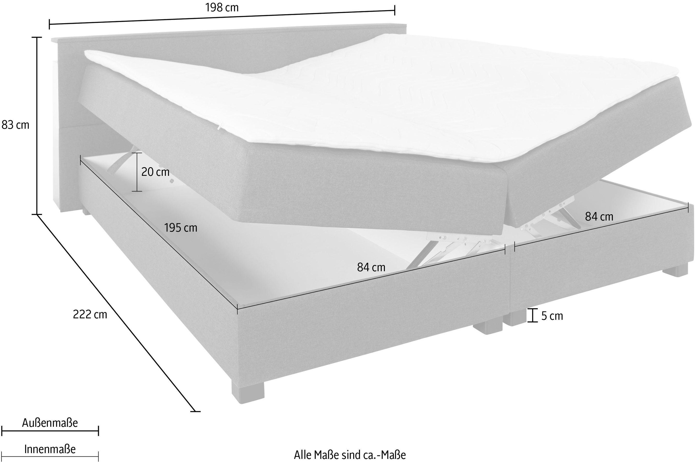 12. Bild von Breckle Northeim Boxspringbett, mit ausziehbarem Regal, Topper und Bettkasten