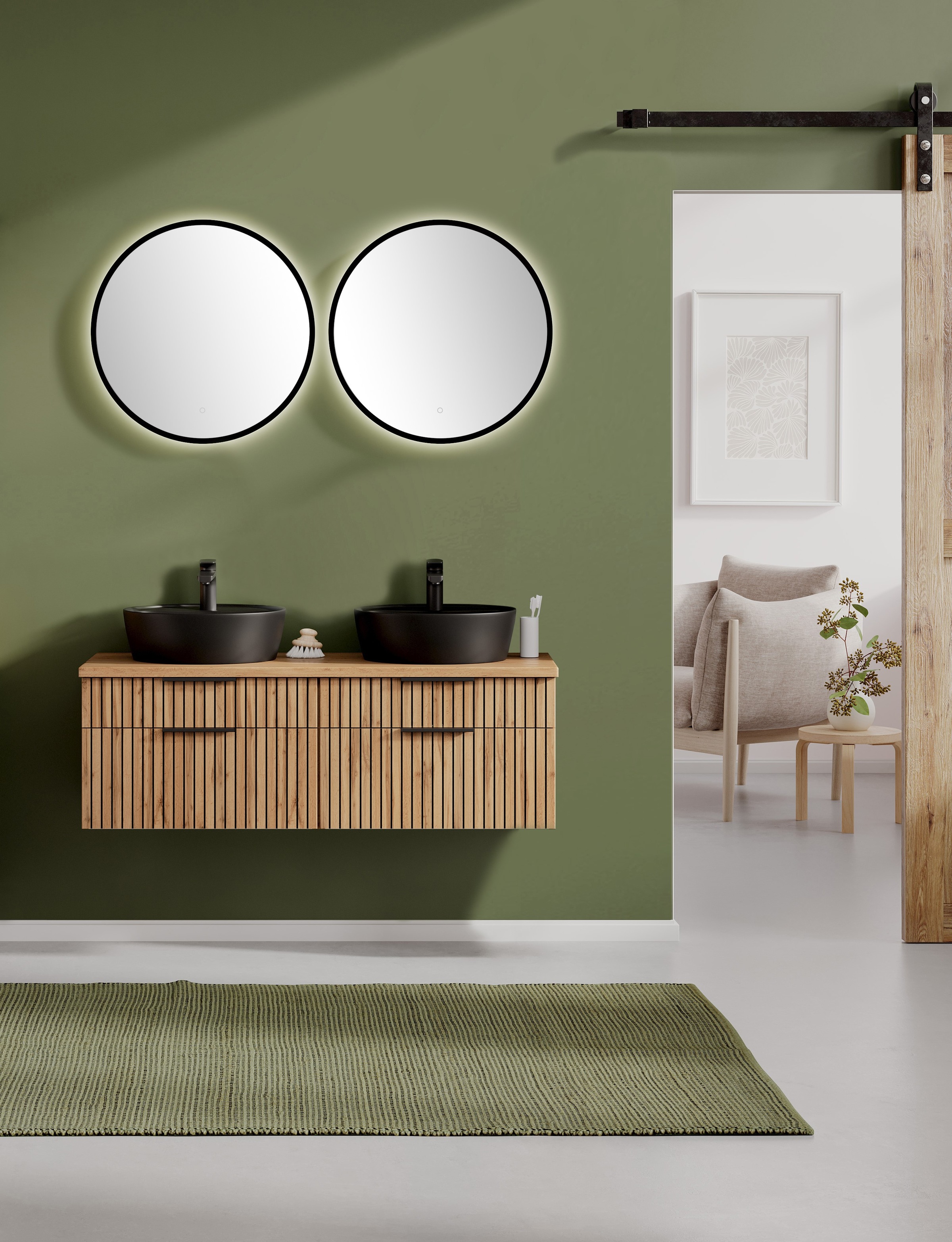 welltime Badmöbel-Set »Welltime, Carlton Waschtisch-Set, 80 oder 120 cm, gestreift«, (3 St.)