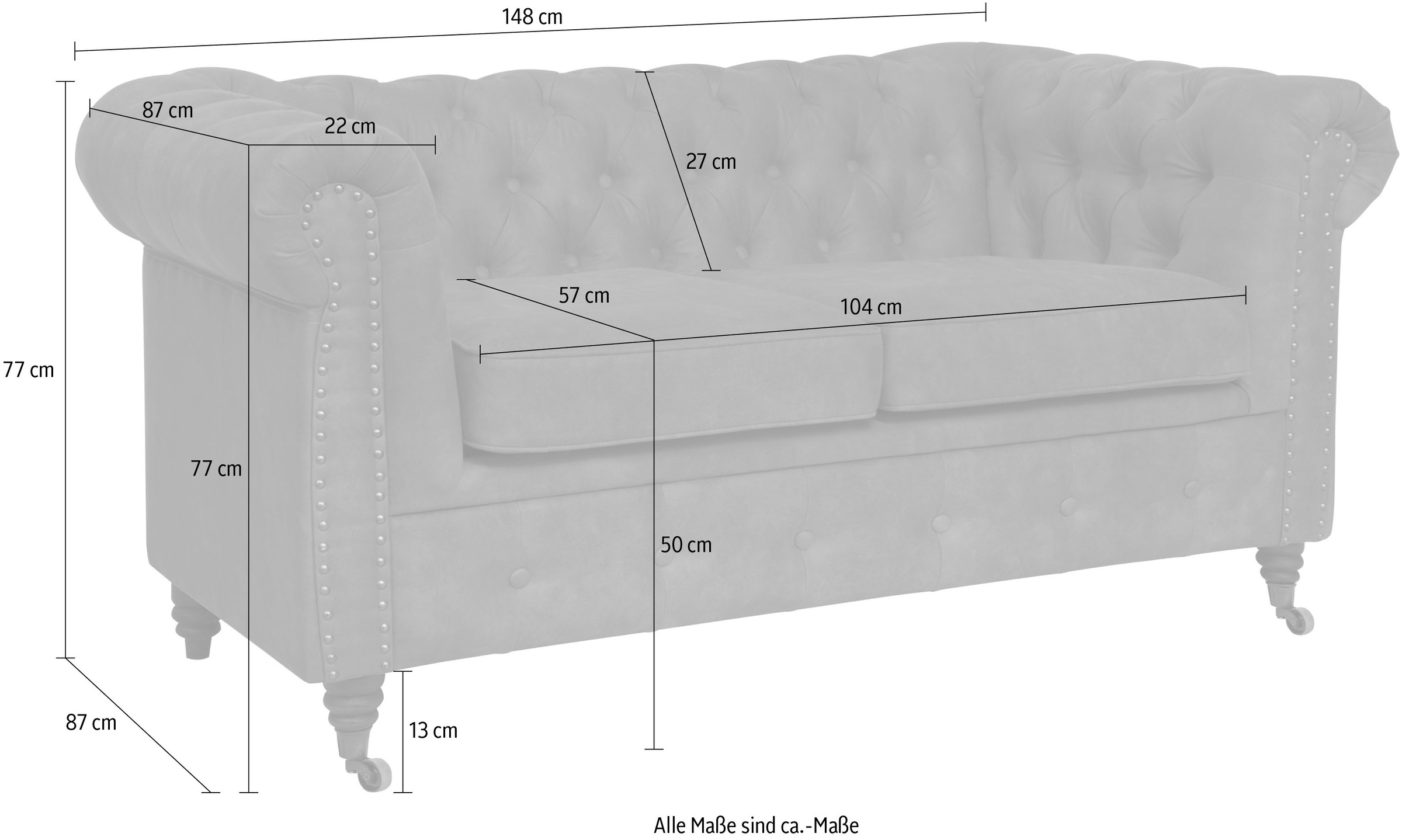 Home affaire Chesterfield-Sofa »Aarburg«, aufwändige Knopfheftung und Ziernägel im Chesterfield-Design