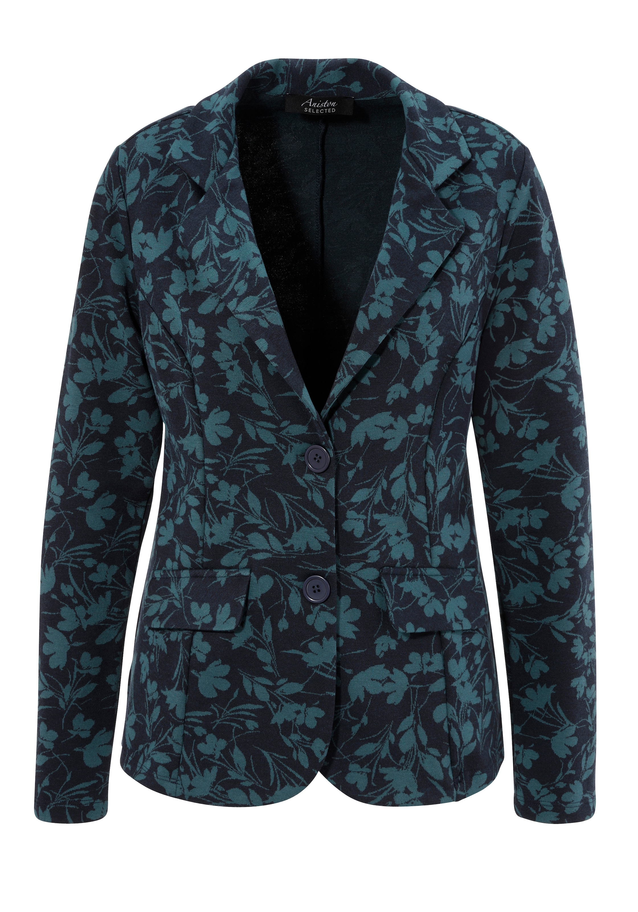 Aniston SELECTED Kurzblazer, mit farbharmonischem Jacquard-Blumenmuster