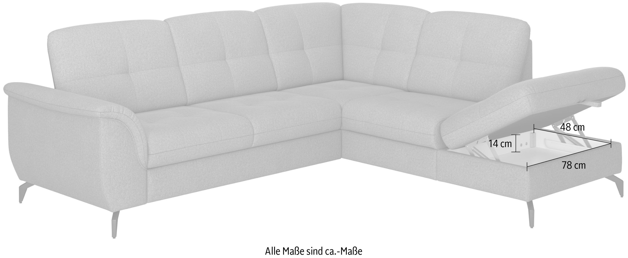 sit&more Ecksofa »Zora L-Form«, wahlweise mit Bettfunktion und Bettkasten