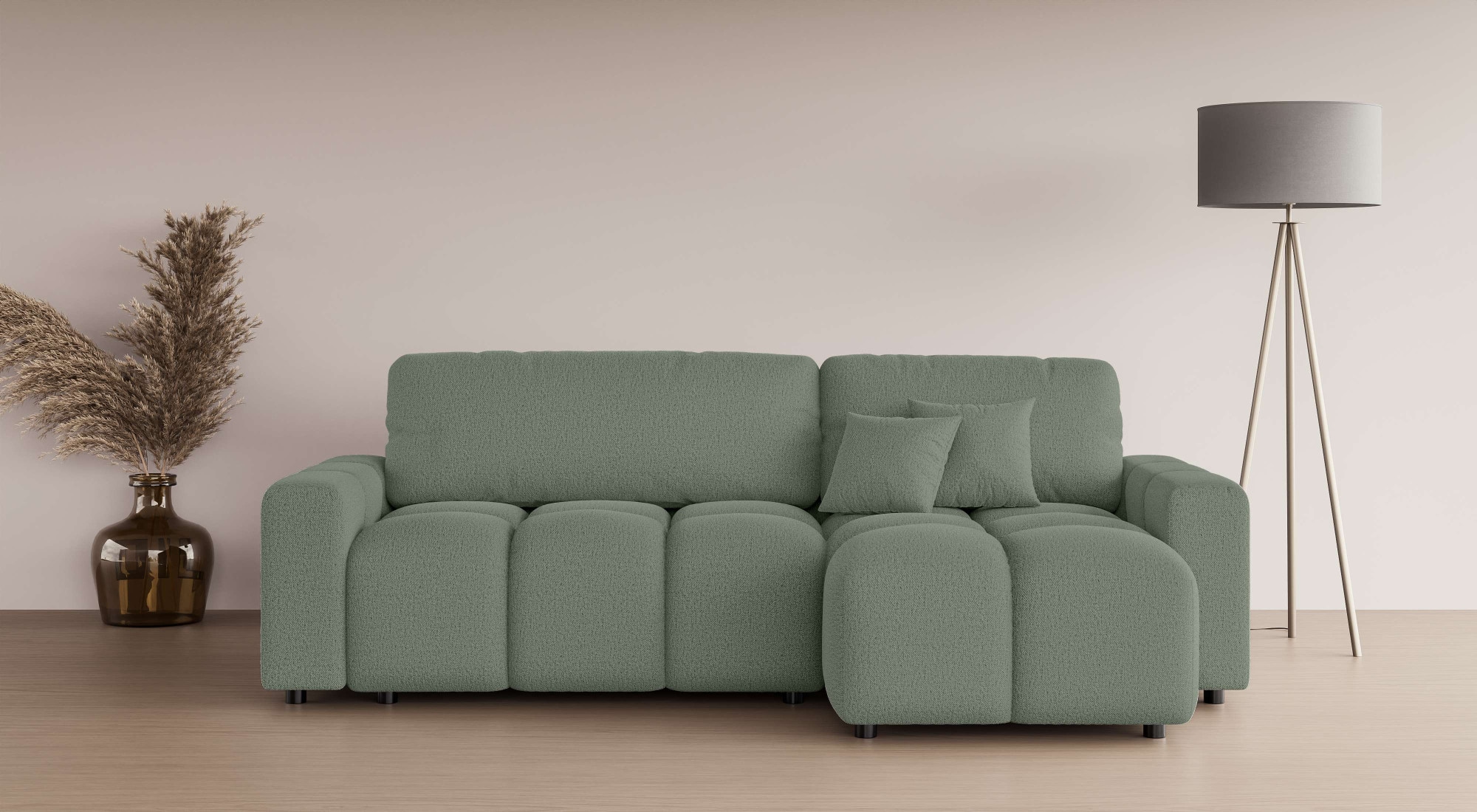 INOSIGN Ecksofa »FELICI, Schlafsofa 233cm, L-Form mit Recamiere beidseitig montierbar«, Designsofa mit Bettfunktion und Bettkasten, Maße B/T/H: 233/142/88 cm