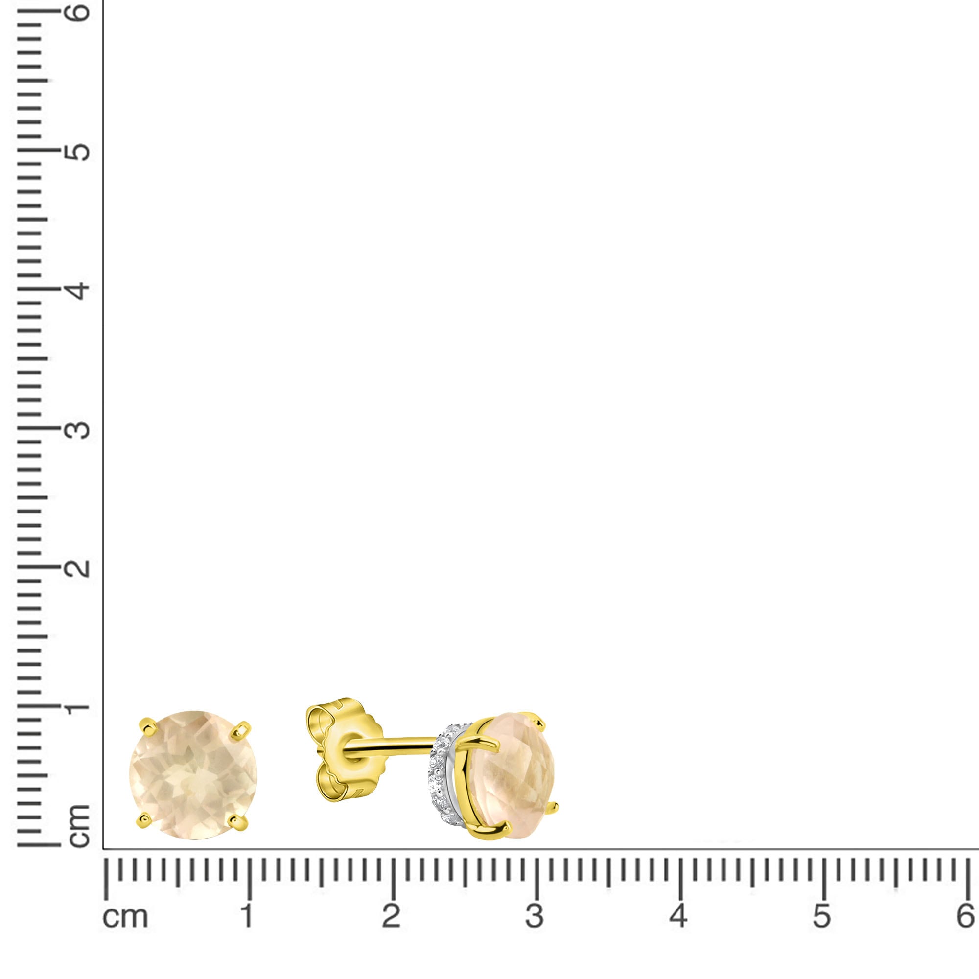 Firetti Paar Ohrstecker »Schmuck Geschenk Gold 375 Ohrschmuck Ohrringe bicolor«, mit Rosenquarz, Zirkonia (synth.)
