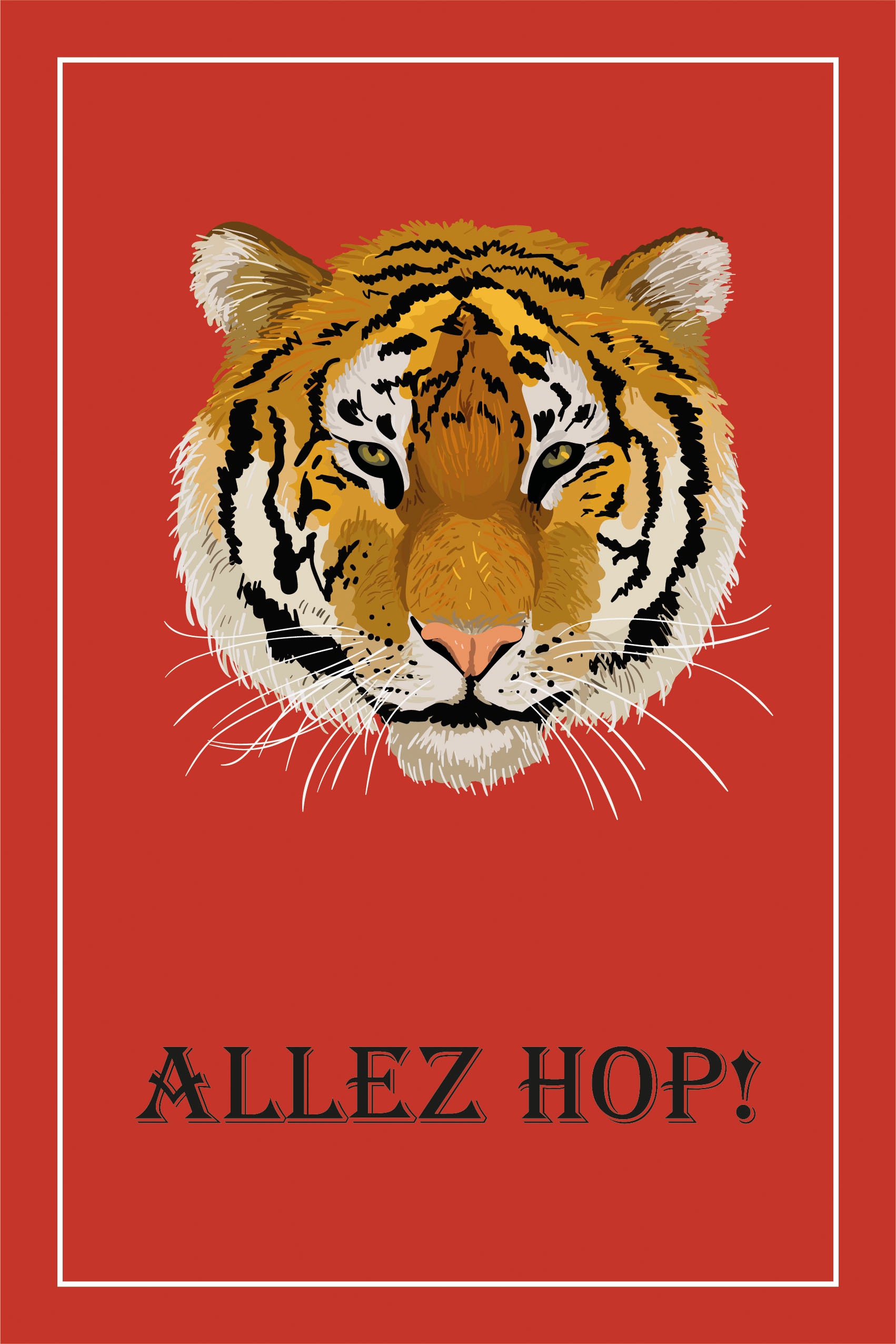queence Leinwandbild »Tiger ALLEZ HOP!« Kunst   Modern   Raubkatzen   Schri günstig online kaufen