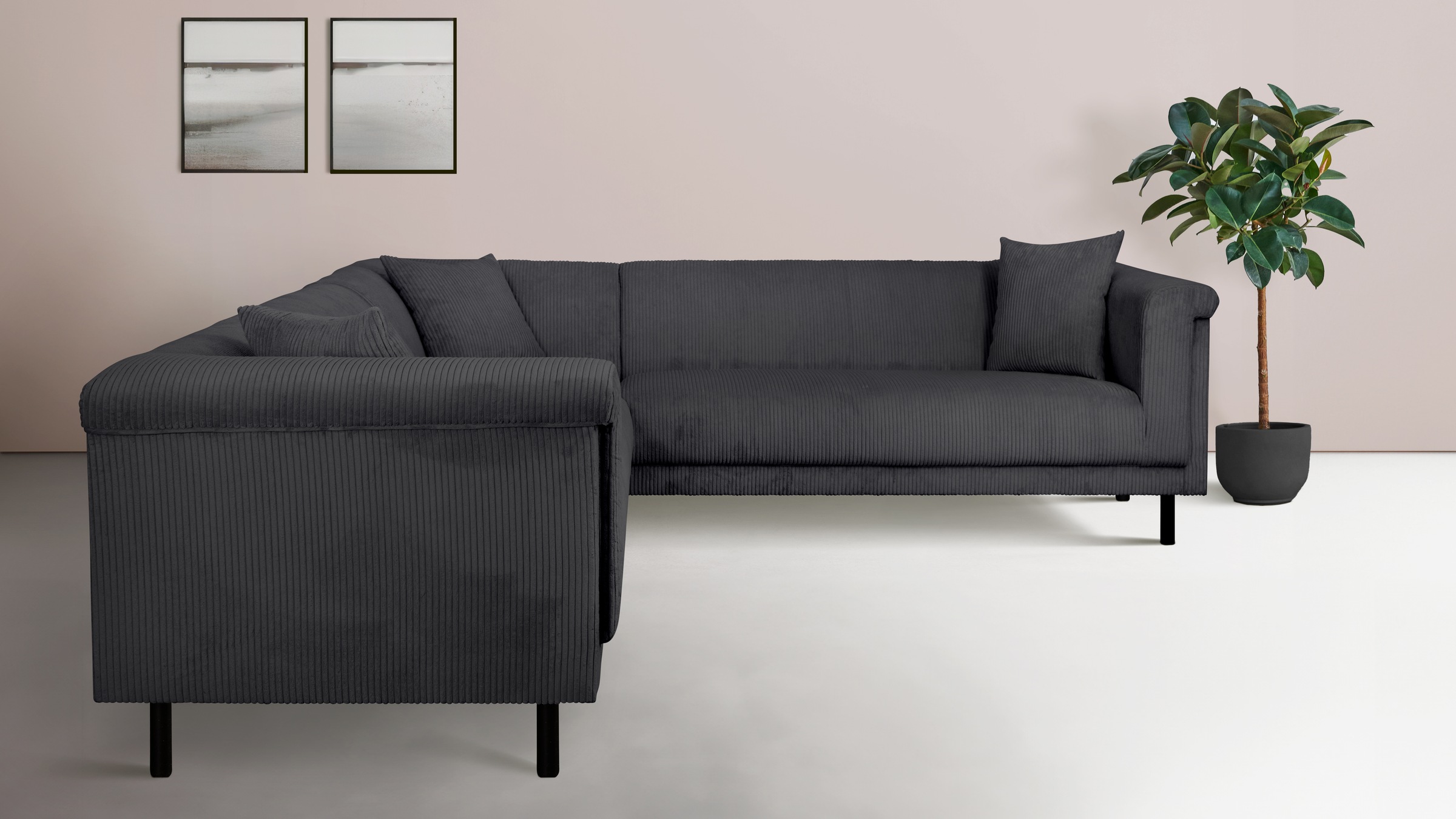 INOSIGN Ecksofa »AGNIA L-Form  B/T/H: 244/244/71 cm«, incl. Zierkissen, gleichschenklig, auch in Cord