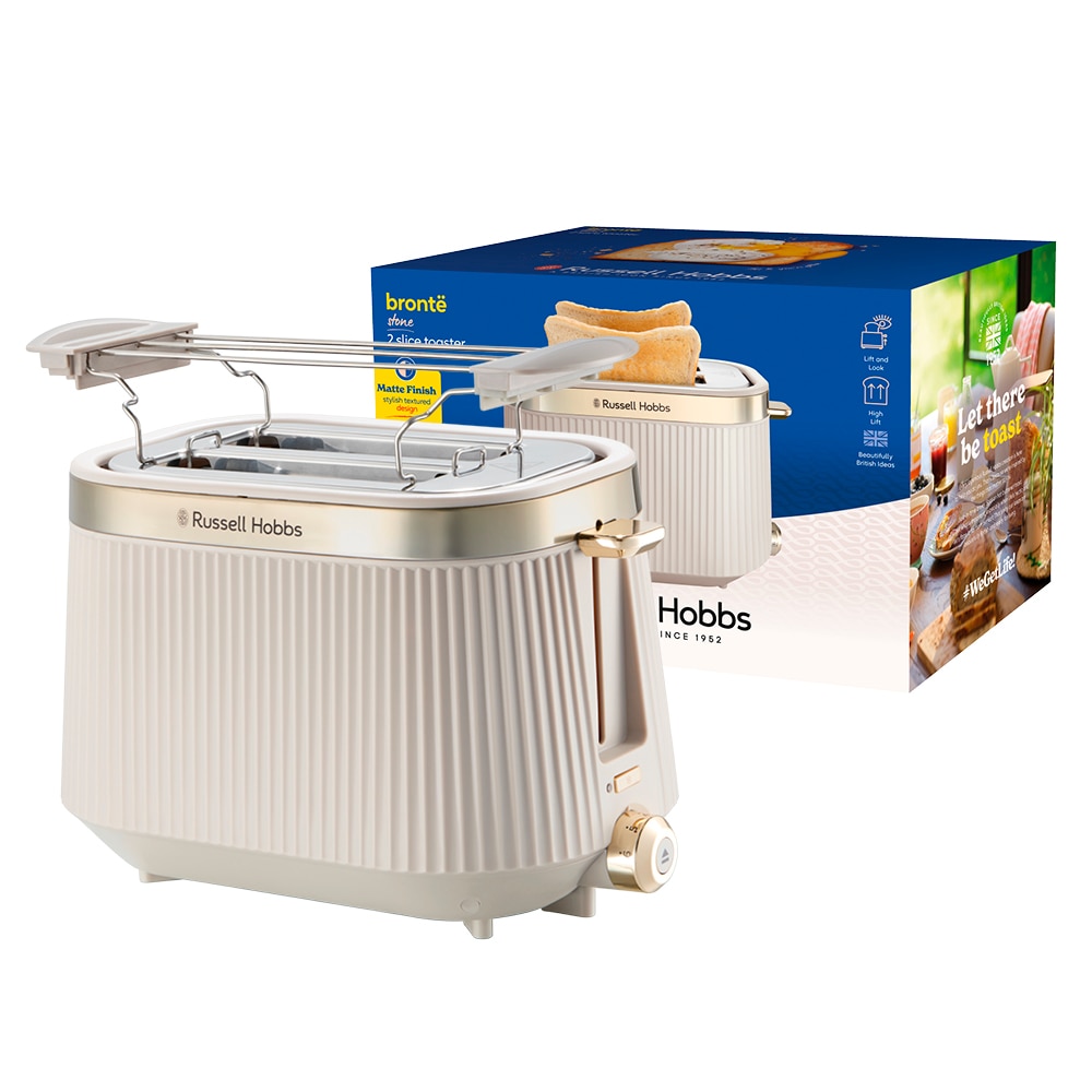 RUSSELL HOBBS Toaster »Brontë Stone 26761-56« 980 W 2 extra breite Toastschlitze, 6 Bräunungsstufen, matt, Auftaufunktion
