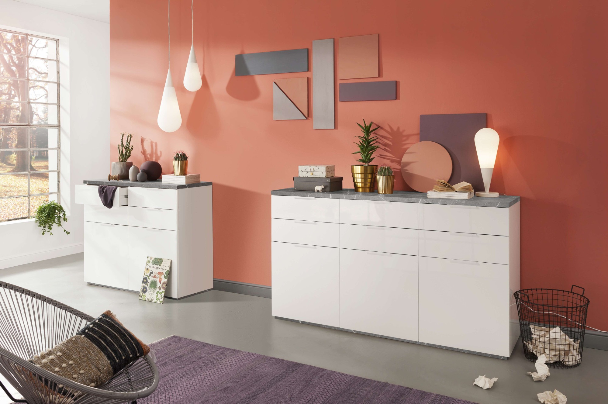 Composad Sideboard »Mundi, Lowboard, TV-Board, TV-Kommode, Fernsehschrank«, (1 St.), mit Schubladen und Türen in Hochglanz lackiert, in 2 Breiten