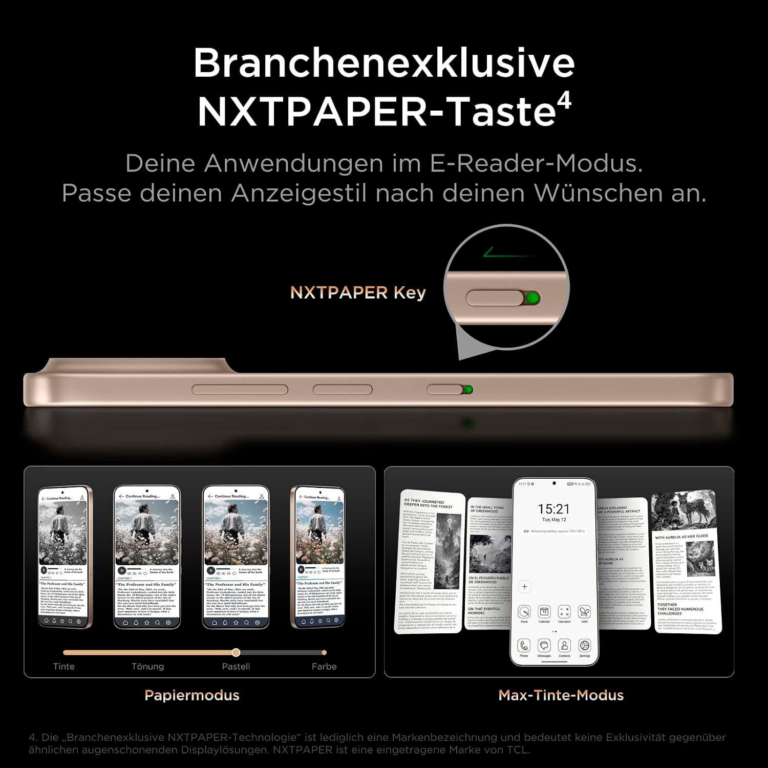 TCL Smartphone »P80 Pro 8+512GB« Sunlit Gold NXTPAPER-Technologie