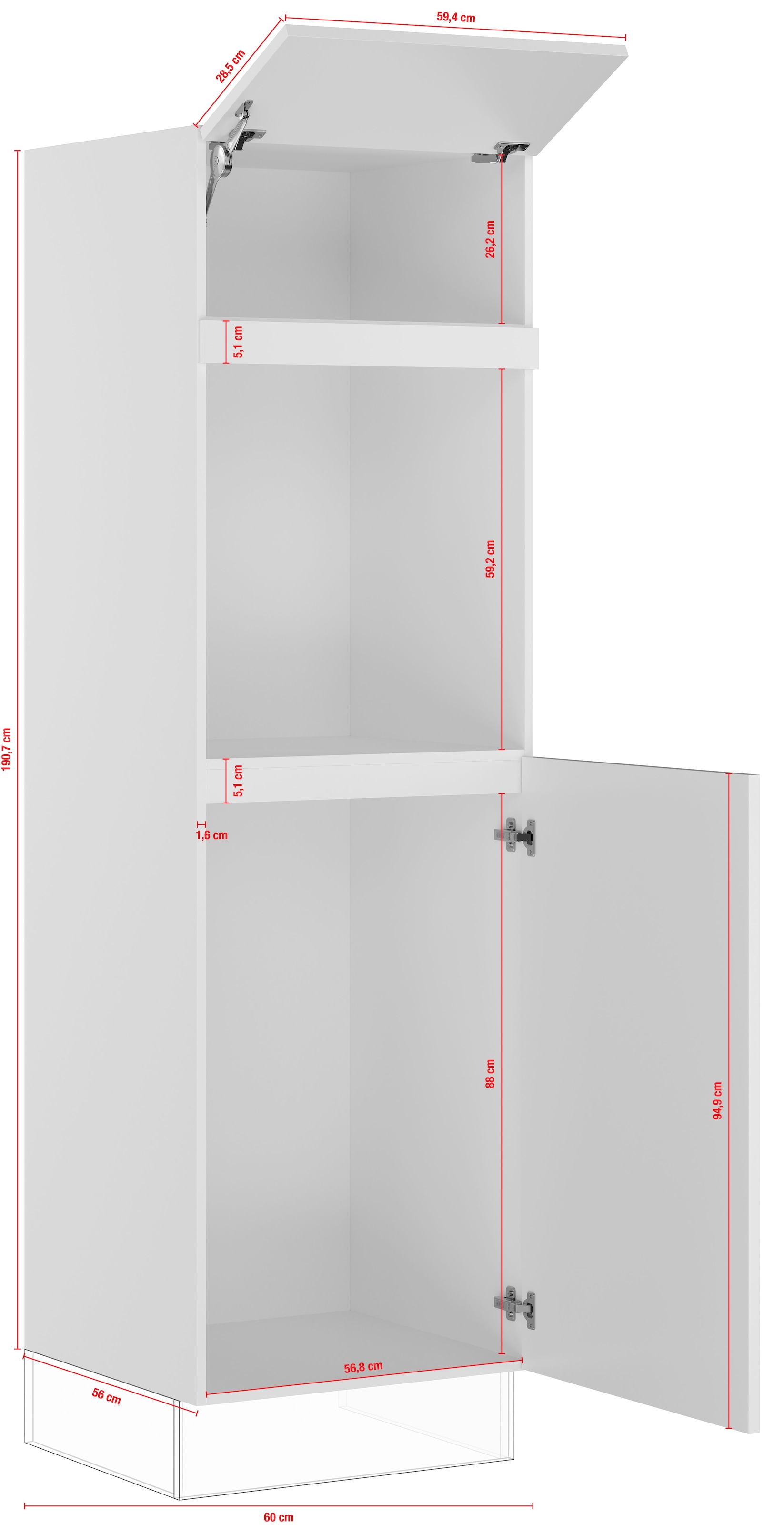 IMPULS KÜCHEN Backofen/Kühlumbauschrank »"Valencia", Breite/Höhe: 60/190,7 cm«, vormontiert, mit Klapptür, mit Drehtür