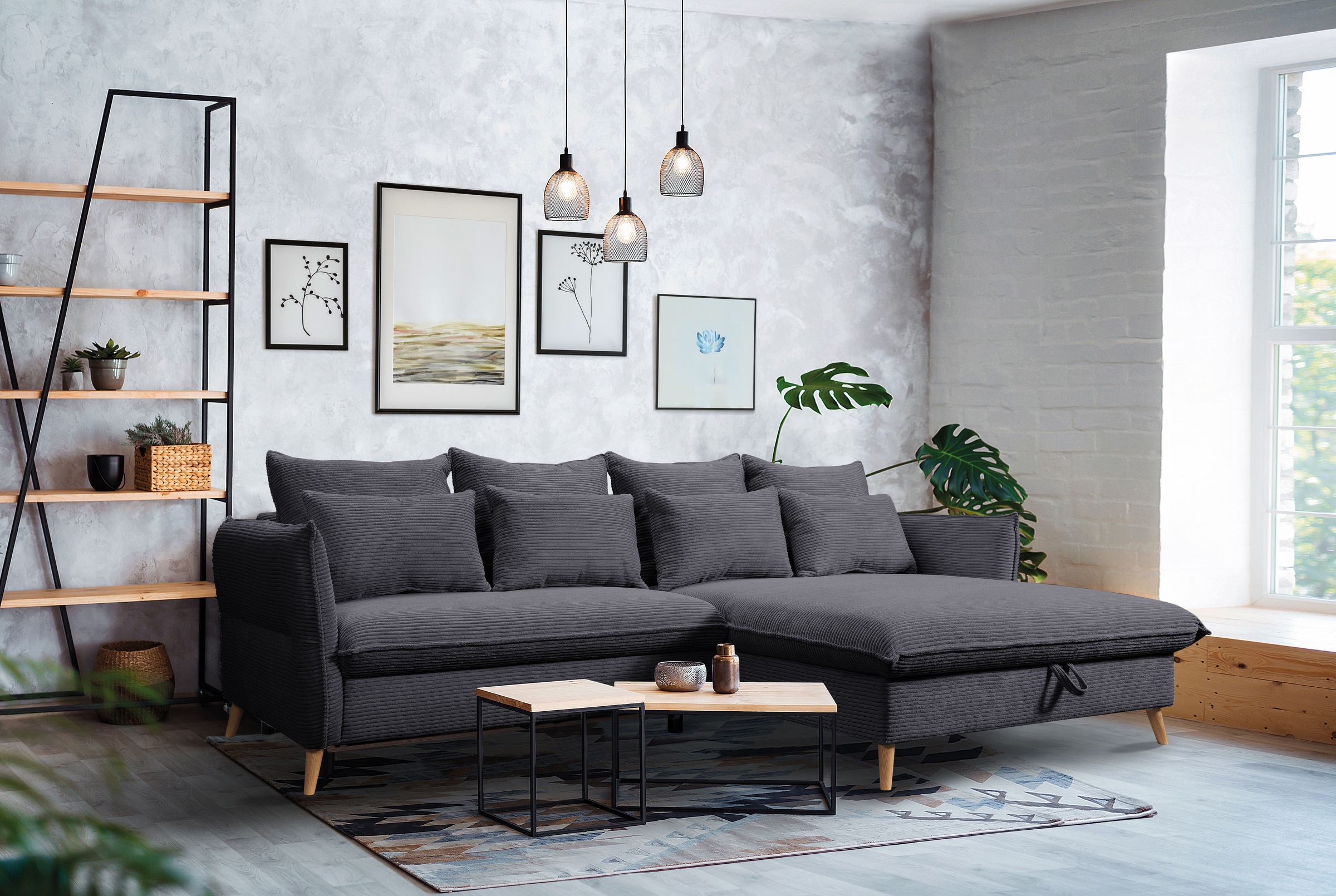 exxpo - sofa fashion Ecksofa »WALPY, elegant & modern, bequem, schmale Arml günstig online kaufen