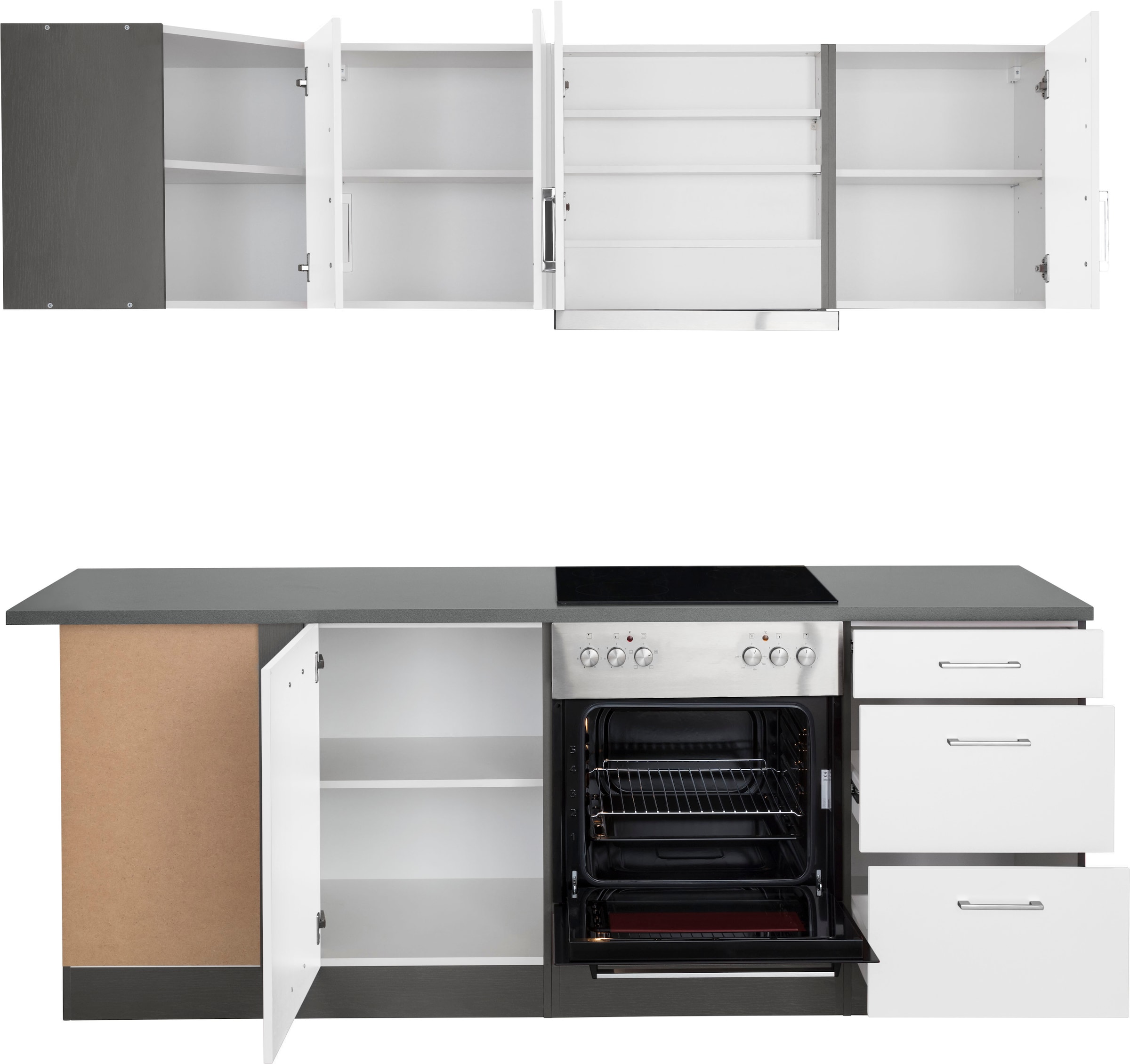 HELD MÖBEL Winkelküche »Paris«, mit E-Geräten, Stellbreite 220/220 cm