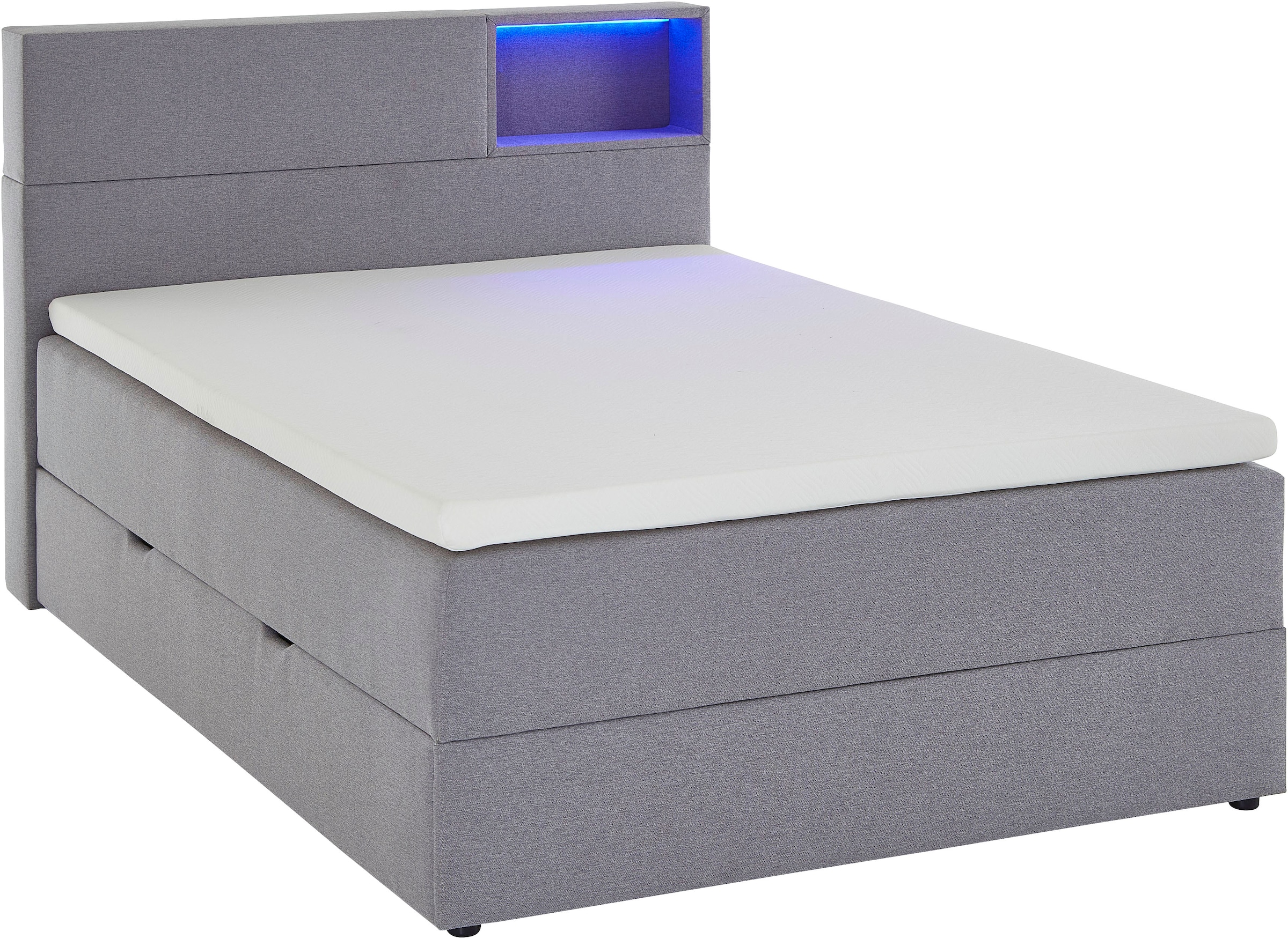 meise.möbel Boxspringbett »Caja mit Bettkasten und Topper«, mit LED ausgestattetes Ablagefach im Kopfteil