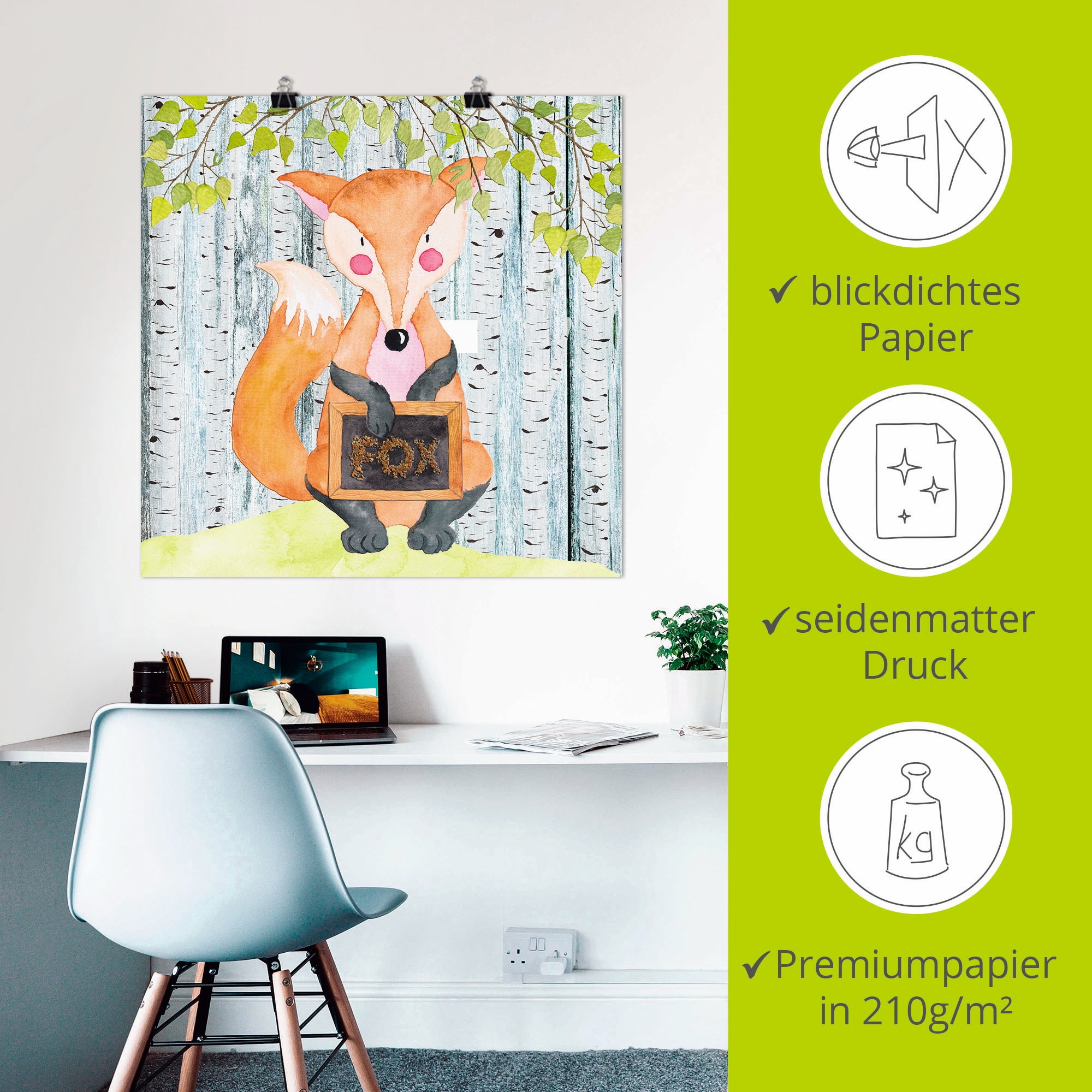 Artland Poster »Waldfreunde- der schlaue Fuchs« Tiere 1 Stk. tlg. ohne Rahmen