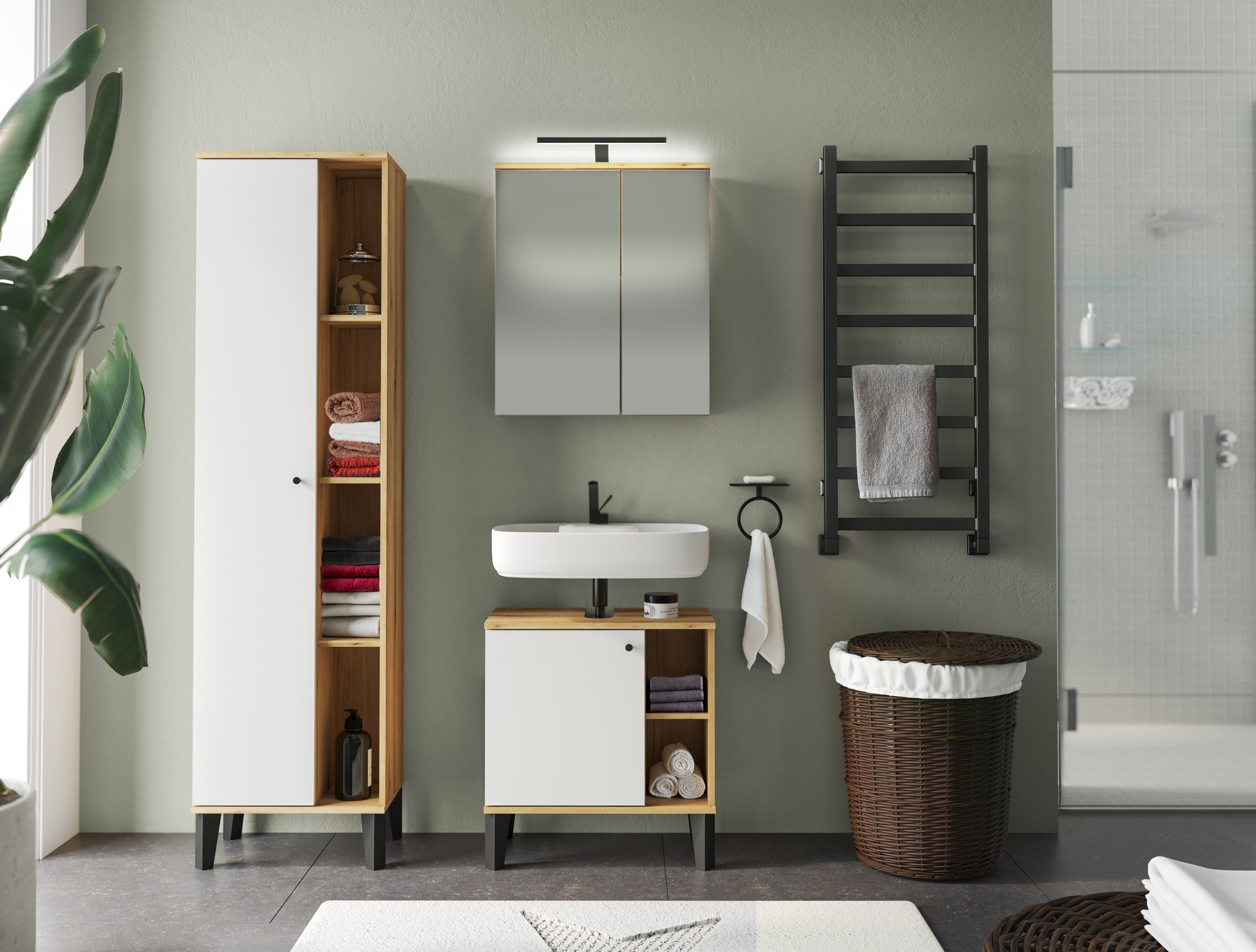 INOSIGN Badmöbel-Set »OSLO, Bad im skandinavischen Design, 5-teiliges Badez günstig online kaufen