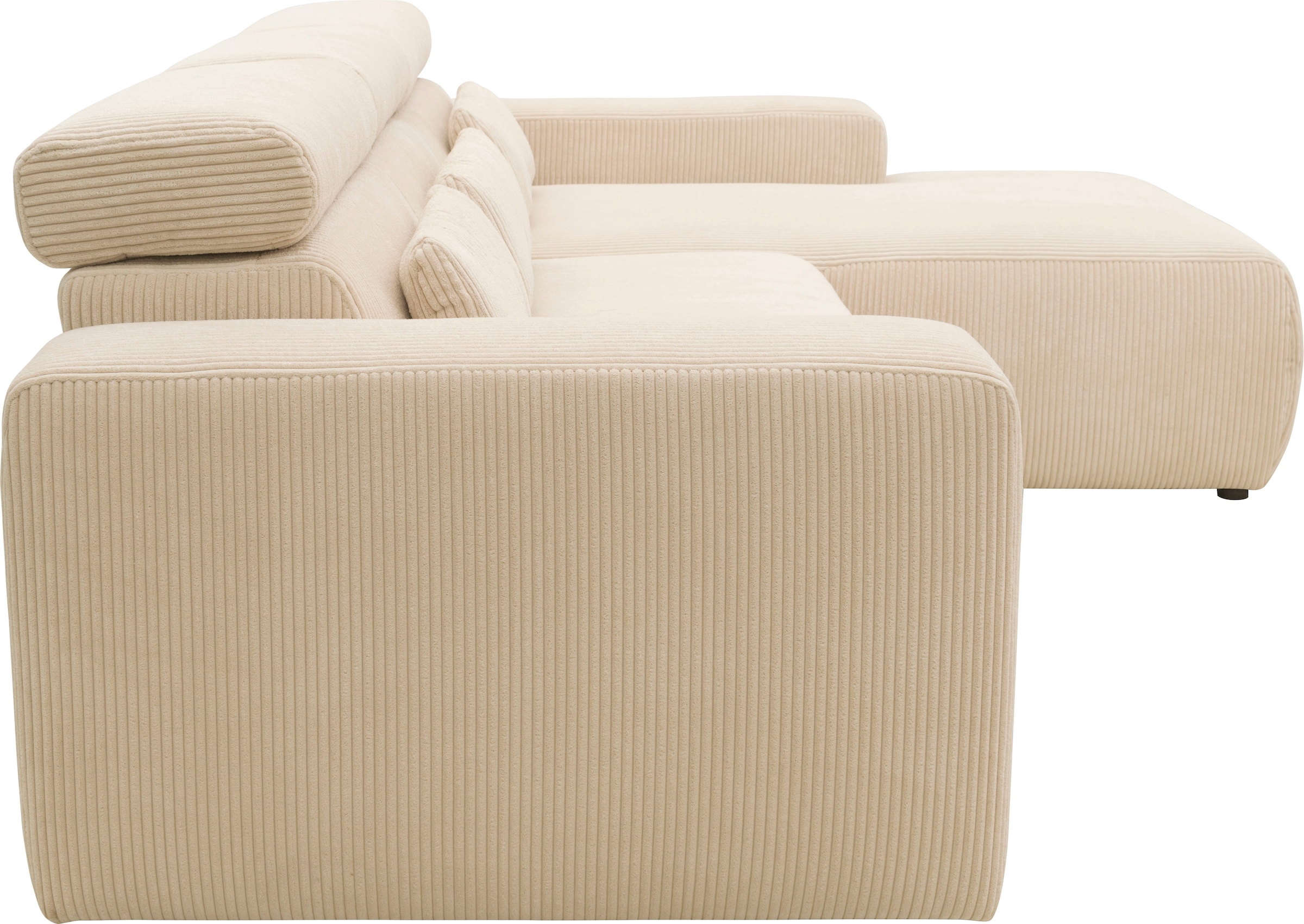 DOMO collection Ecksofa »Brandon B/T/H: 289/177/80 cm, belastbar bis 140kg/ Sitz, auch in Cord«, mit Kopfteilverstellung, wahlweise Sitztiefenverstellung, L-Form