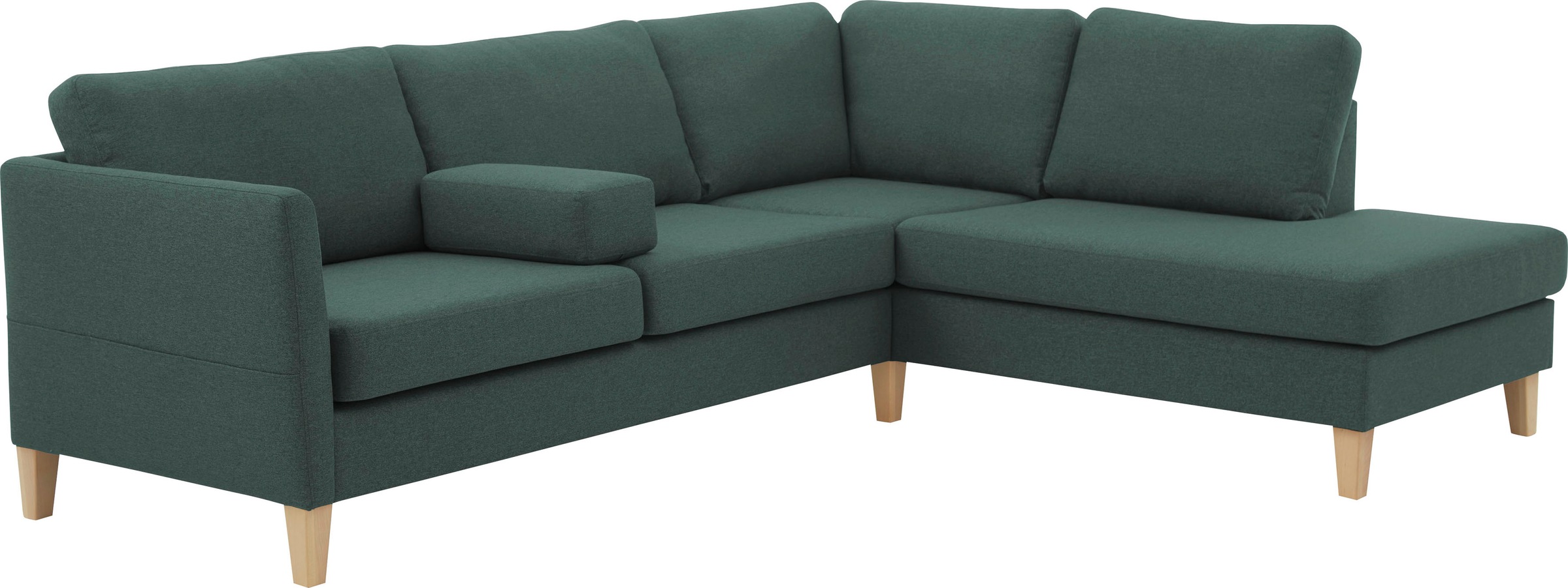 ATLANTIC home collection Ecksofa »Mailo L-Form«, mit Seitentaschen und Ottomane, mit Massivholzfüßen